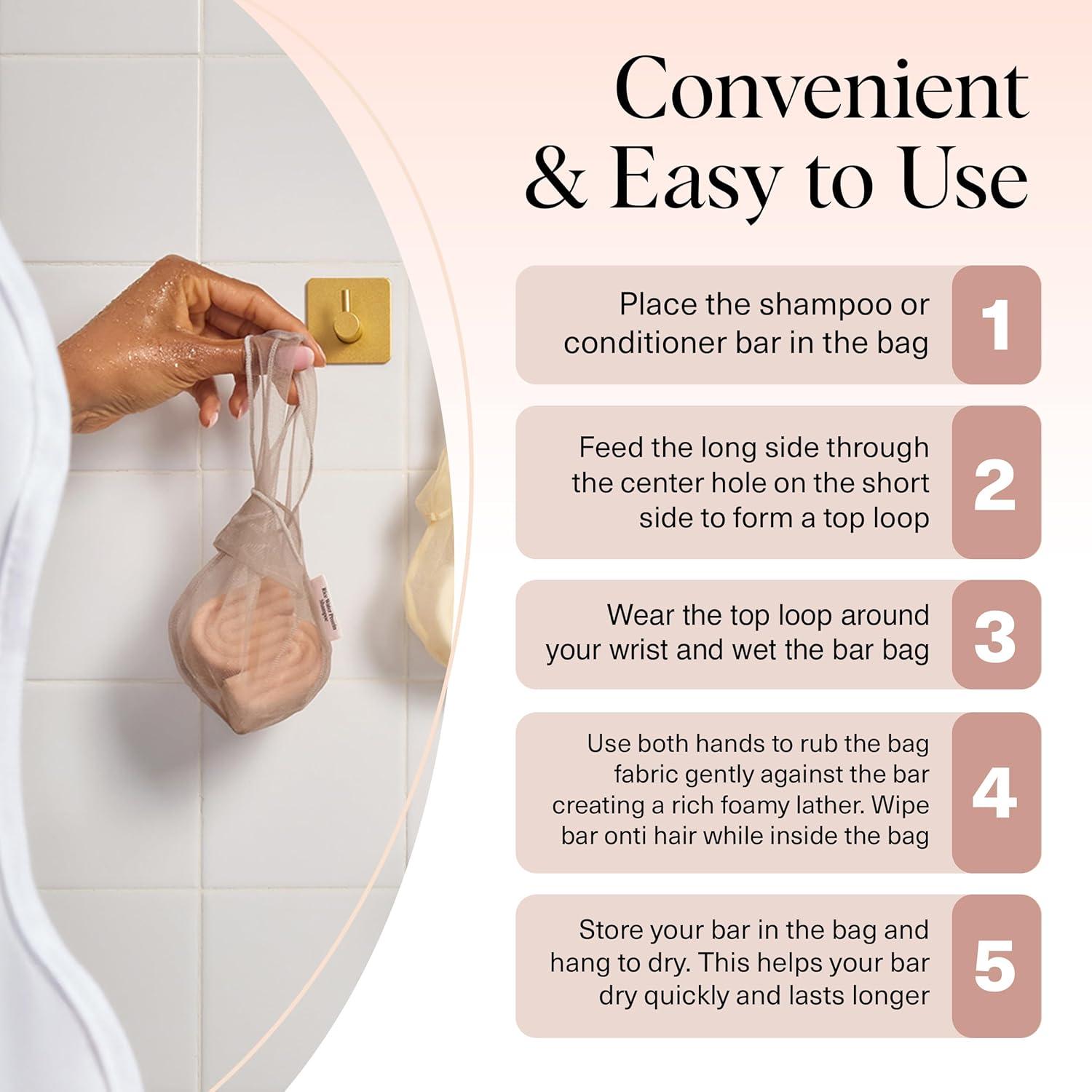 imageKitsch Bar Soap Saver Bag  Patented Mesh Bag Soap Holder for Castor Oil Shampoo Bar with Tag Identifier  Extends Use ampamp Prevents Soggy Mess  Recycled Mesh Beauty Pouch EcoFriendlyRice Water Protein Shampoo Bar Bag