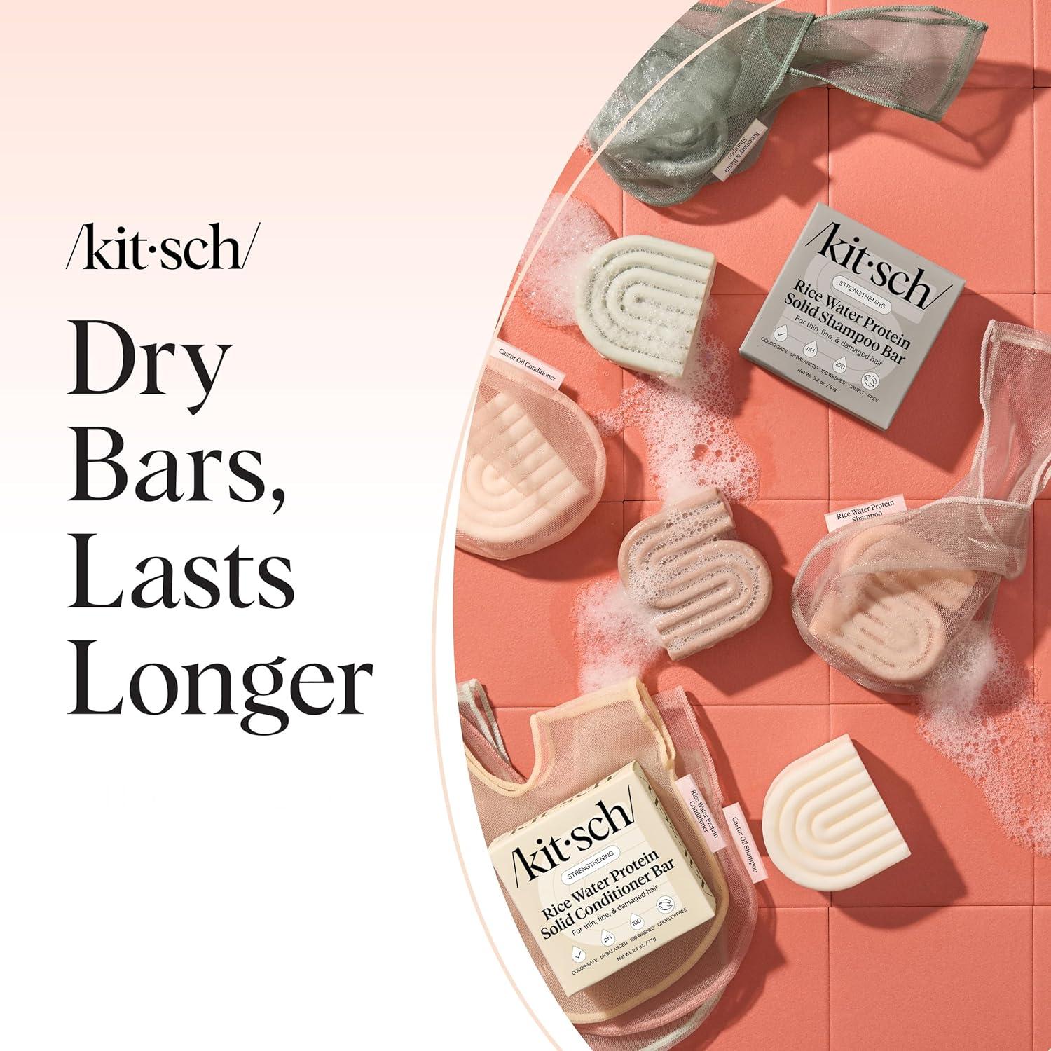 imageKitsch Bar Soap Saver Bag  Patented Mesh Bag Soap Holder for Castor Oil Shampoo Bar with Tag Identifier  Extends Use ampamp Prevents Soggy Mess  Recycled Mesh Beauty Pouch EcoFriendlyRice Water Protein Conditioner Bar Bag