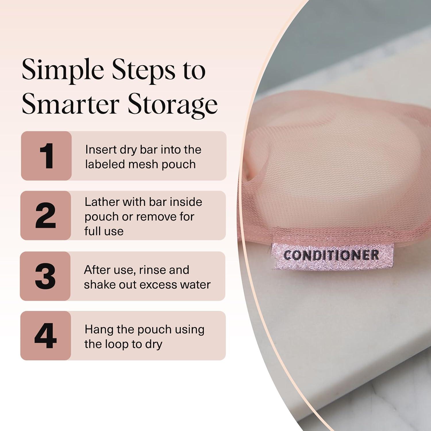 imageKitsch Bar Soap Saver Bag  Patented Mesh Bag Soap Holder for Shampoo and Conditioner Bars  Extends Use ampamp Prevents Soggy Mess  Recycled Mesh Beauty Pouch EcoFriendly  BlackBlush  Terracotta