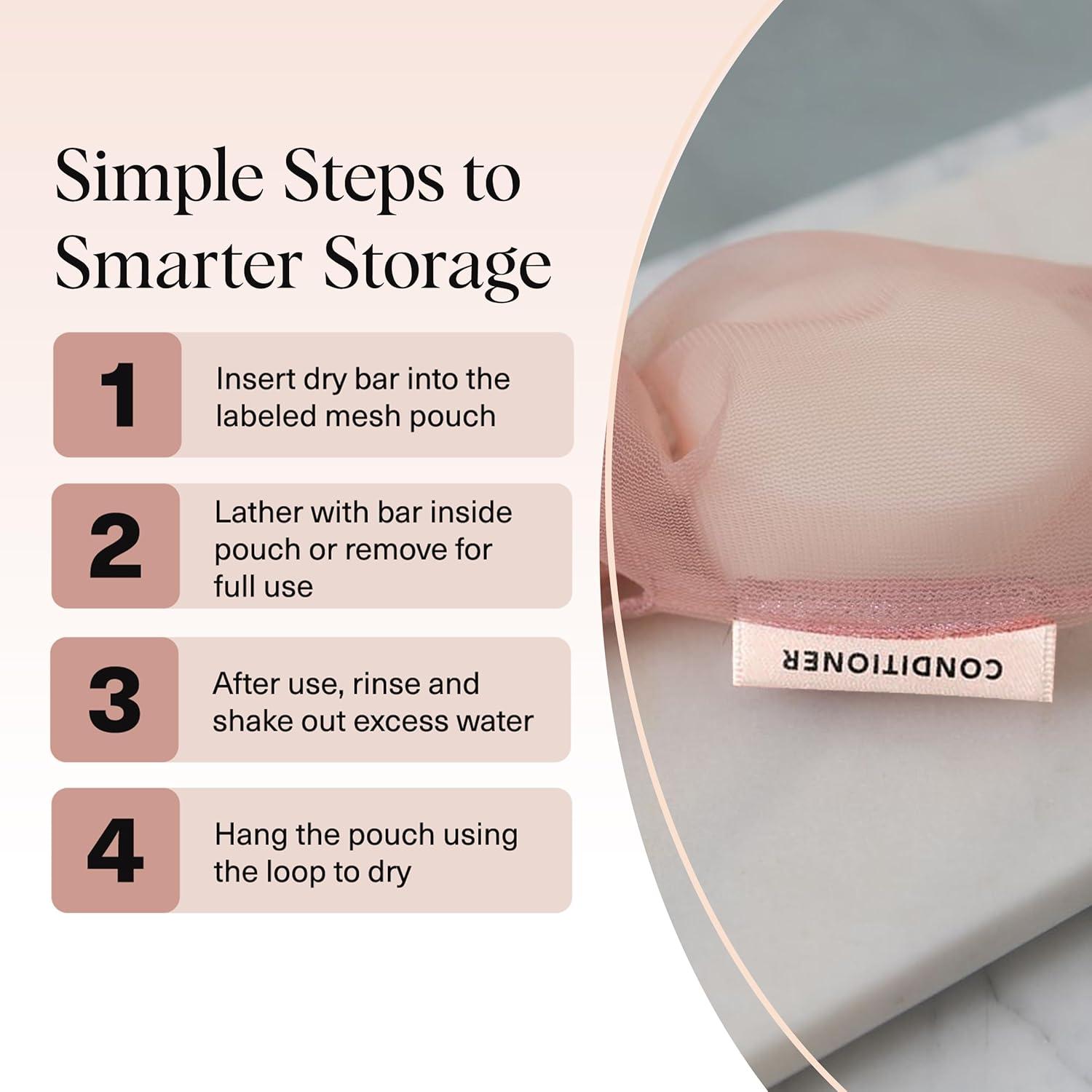 imageKitsch Bar Soap Saver Bag  Patented Mesh Bag Soap Holder for Shampoo and Conditioner Bars  Extends Use ampamp Prevents Soggy Mess  Recycled Mesh Beauty Pouch EcoFriendly  BlackTerracotta