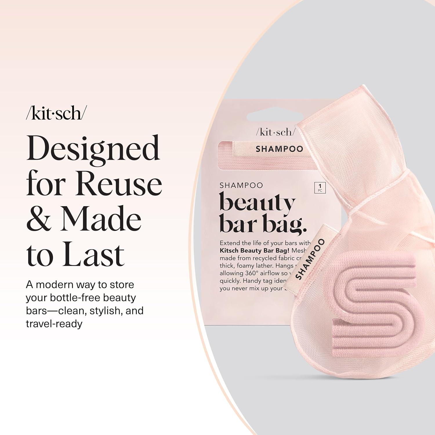imageKitsch Bar Soap Saver Bag  Patented Mesh Bag Soap Holder for Shampoo and Conditioner Bars  Extends Use ampamp Prevents Soggy Mess  Recycled Mesh Beauty Pouch EcoFriendly  BlackBlush