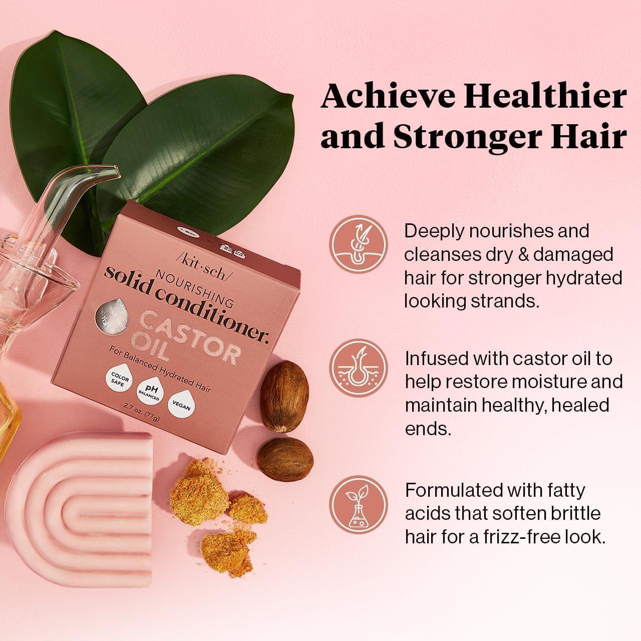 imageKitsch Castor Oil Conditioner Bar Soap  Hydrating ampamp Moisturizing Hair Care  Organic Castor Oil Conditioner for Hair Growth ampamp Scalp Nourishment  Silicone ampamp ParabenFree Vegan Made in USA  27oz