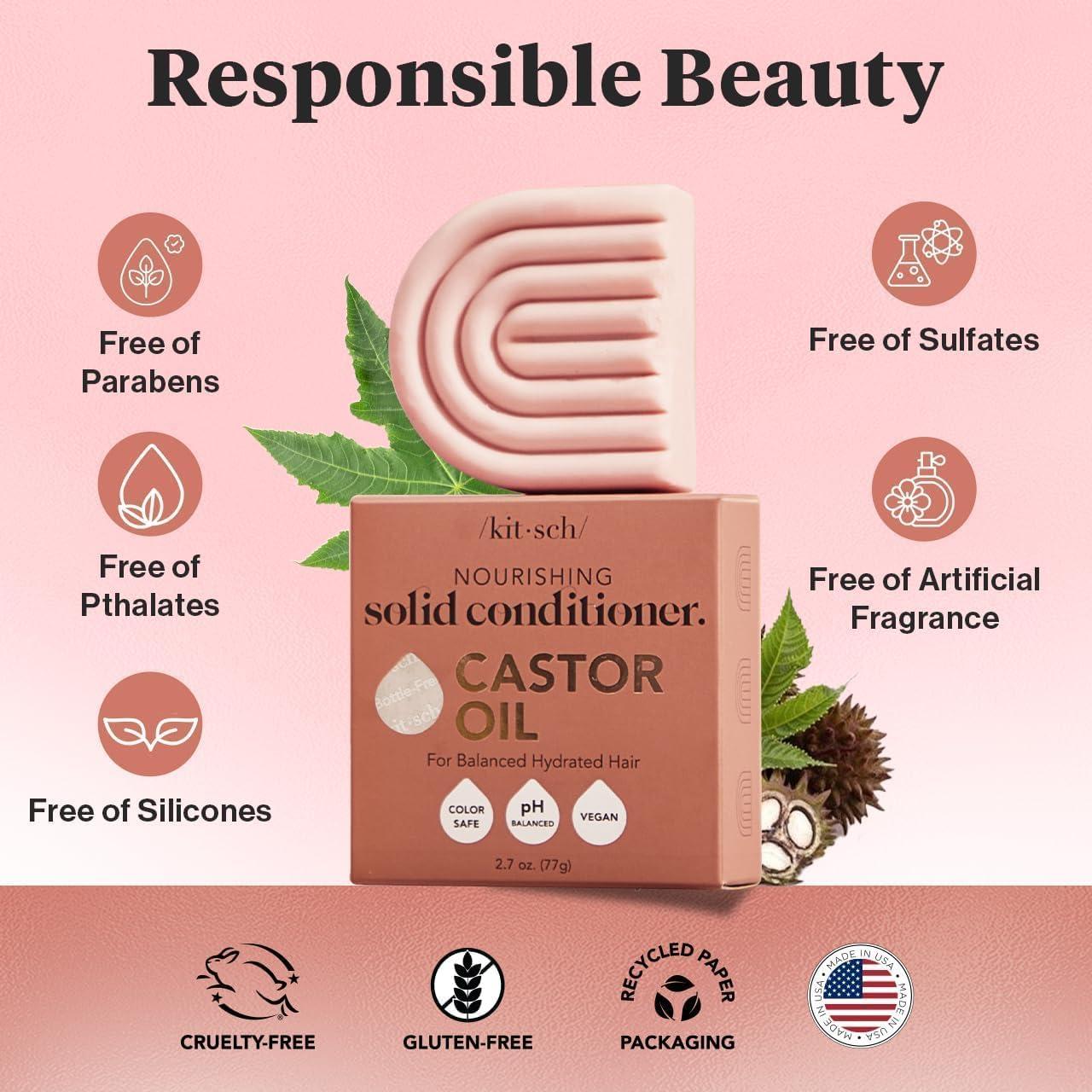 imageKitsch Castor Oil Conditioner Bar Soap  Hydrating ampamp Moisturizing Hair Care  Organic Castor Oil Conditioner for Hair Growth ampamp Scalp Nourishment  Silicone ampamp ParabenFree Vegan Made in USA  27oz