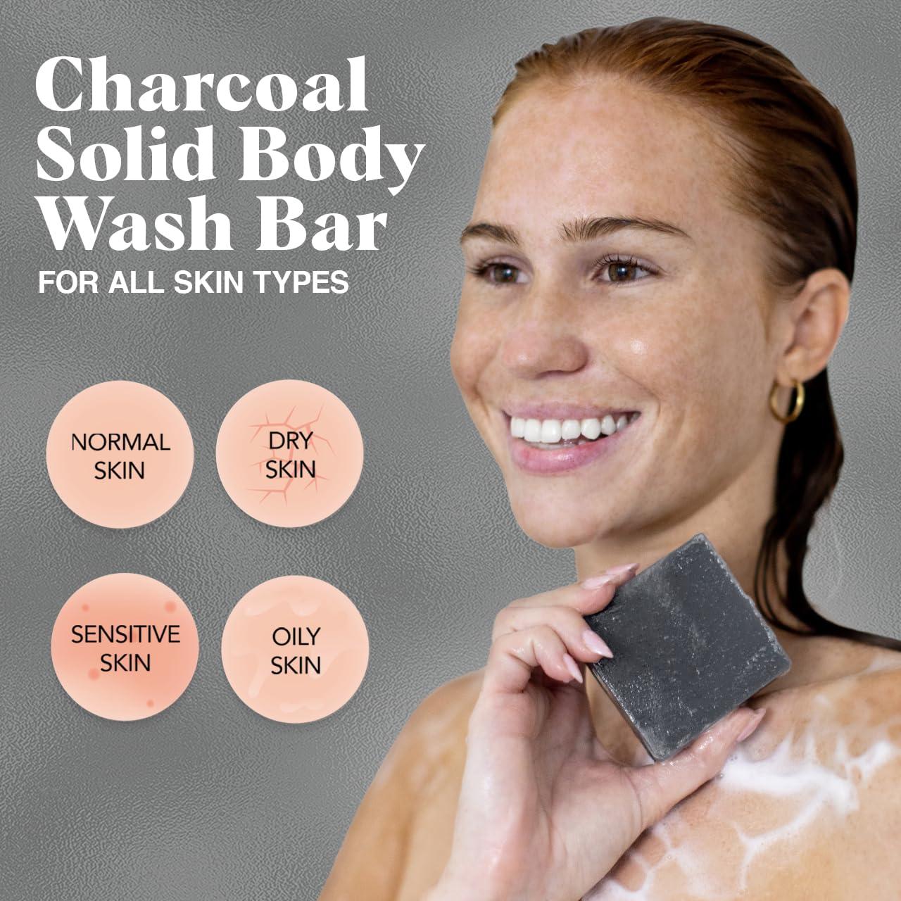 imageKitsch Charcoal Soap Body Wash Bar  Detoxifying Bar Soap with Activated Charcoal  Gently Removes Excess Oil ampamp Impurities Clears Pores Firms ampamp Moisturizes Skin  Made in USA  4 oz
