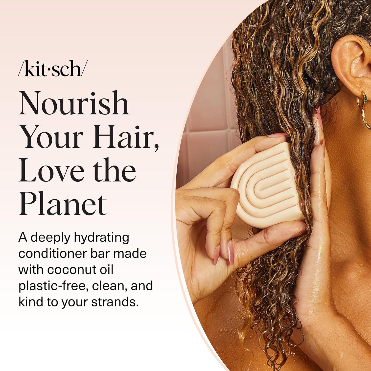 imageKitsch Coconut Oil Conditioner Bar  Hair Conditioner For Women and Men  Deep Moisturizing Nourishes Hydrate ampamp Soften Damaged Dry Hair  Silicone Paraben ampamp Sulfate Free  27 ozCoconut Oil DeepMoisturizing Conditioner Bar