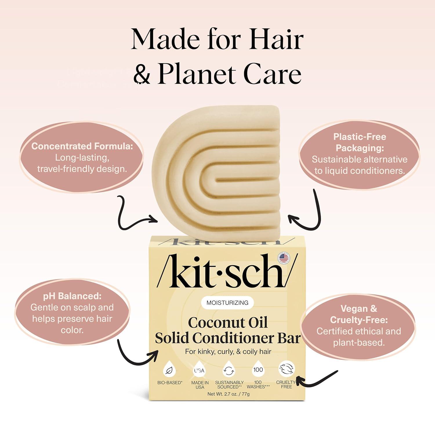 imageKitsch Coconut Oil Conditioner Bar  Hair Conditioner For Women and Men  Deep Moisturizing Nourishes Hydrate ampamp Soften Damaged Dry Hair  Silicone Paraben ampamp Sulfate Free  27 ozCoconut Oil DeepMoisturizing Conditioner Bar