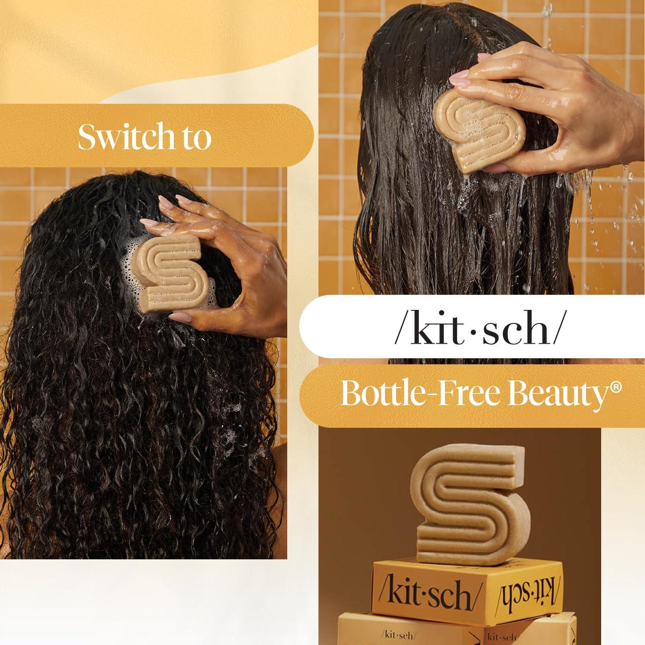 imageKitsch Coconut Oil Shampoo Bar  Hydrate ampamp Soften Dry Damaged Hair  Deep Moisturizing Curly Hair Shampoo  Safe Shampoo for Color Treated Hair  Silicone Paraben ampamp Sulfate Free  32 oz