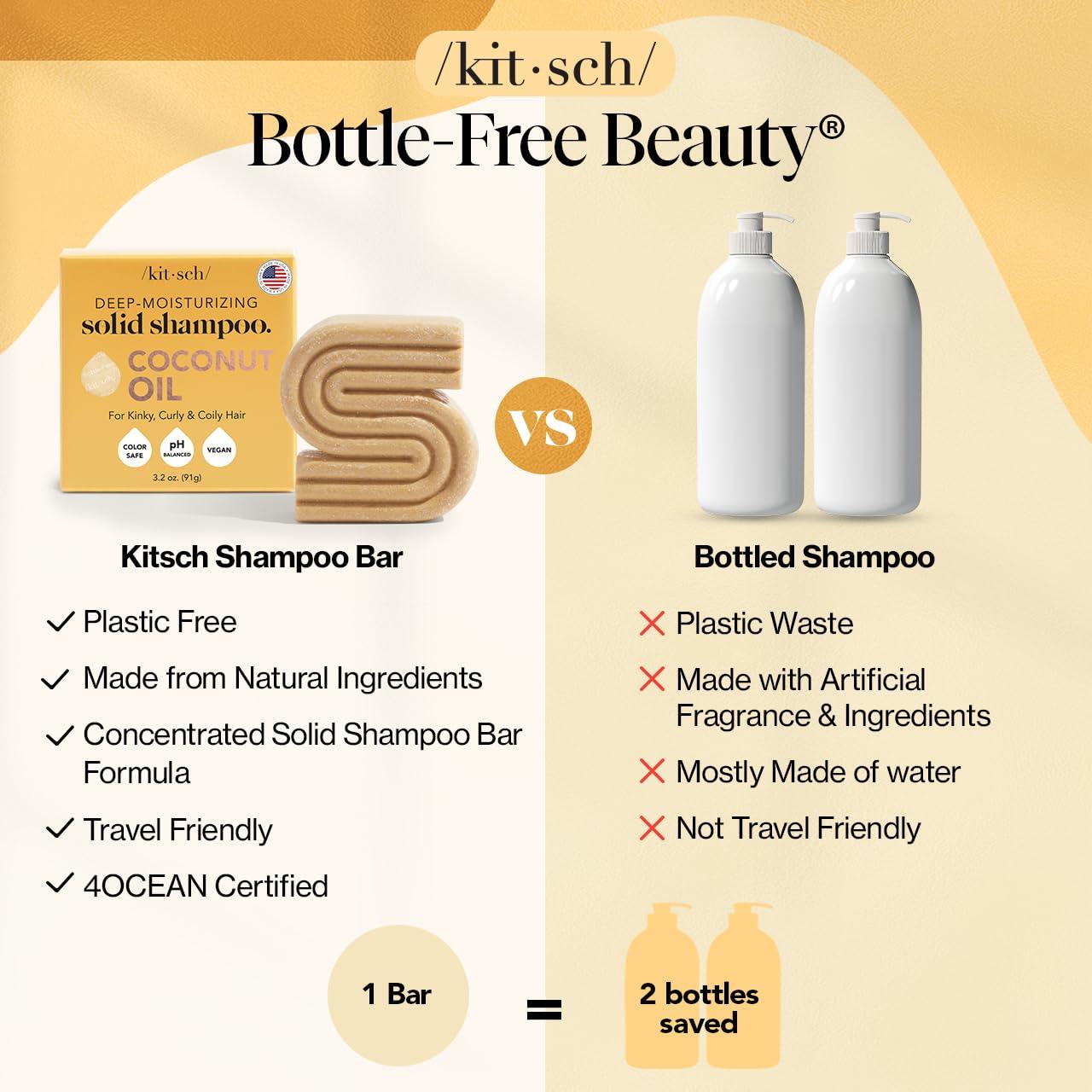 imageKitsch Coconut Oil Shampoo Bar  Hydrate ampamp Soften Dry Damaged Hair  Deep Moisturizing Curly Hair Shampoo  Safe Shampoo for Color Treated Hair  Silicone Paraben ampamp Sulfate Free  32 oz