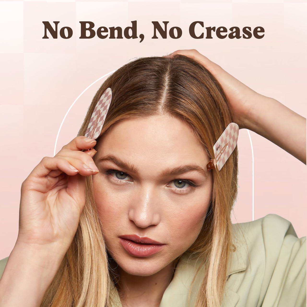 imageKitsch Creaseless Hair Clips for Women  No Crease No Bend Hair Clips for Styling Bangs Makeup Application Face Wash  Recycled Acrylic  Cherry Print  Ideal Gifts for Women 4pcsTerracotta Checkered