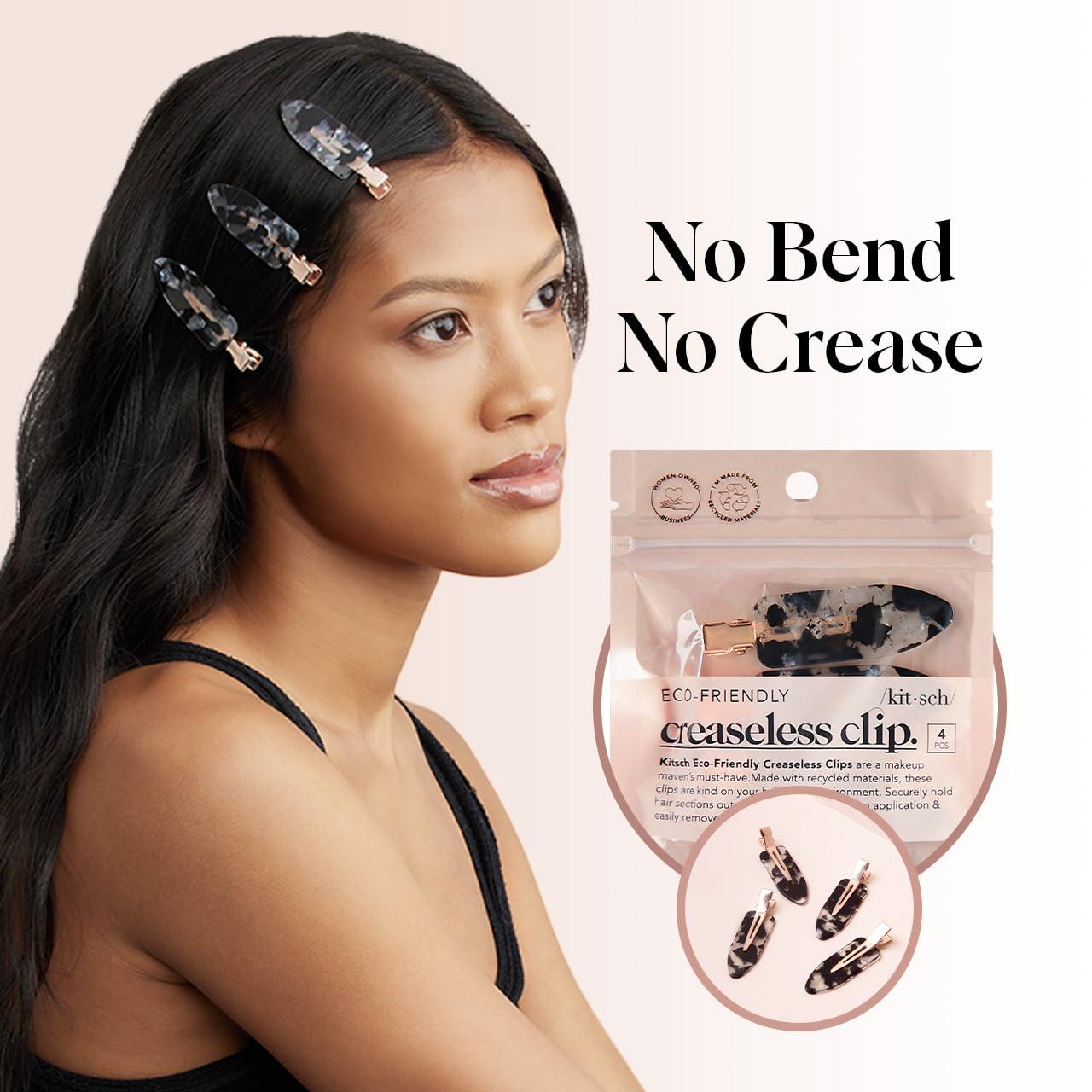 imageKitsch Creaseless Hair Clips for Women No Bend No Crease Styling Clip Elegant Makeup Hair Clips Hairstyling  Gift of Glam 2pcsBlack Terrazzo