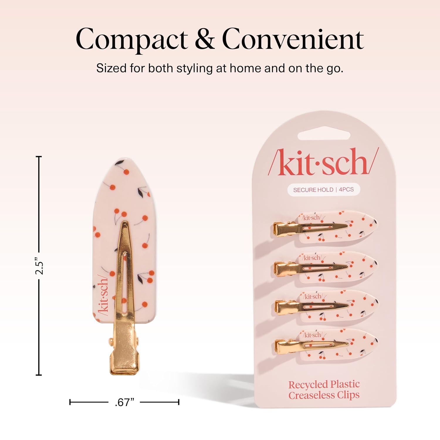 imageKitsch Creaseless Hair Clips for Women No Bend No Crease Styling Clip Elegant Makeup Hair Clips Hairstyling  Gift of Glam 2pcsCherry Print