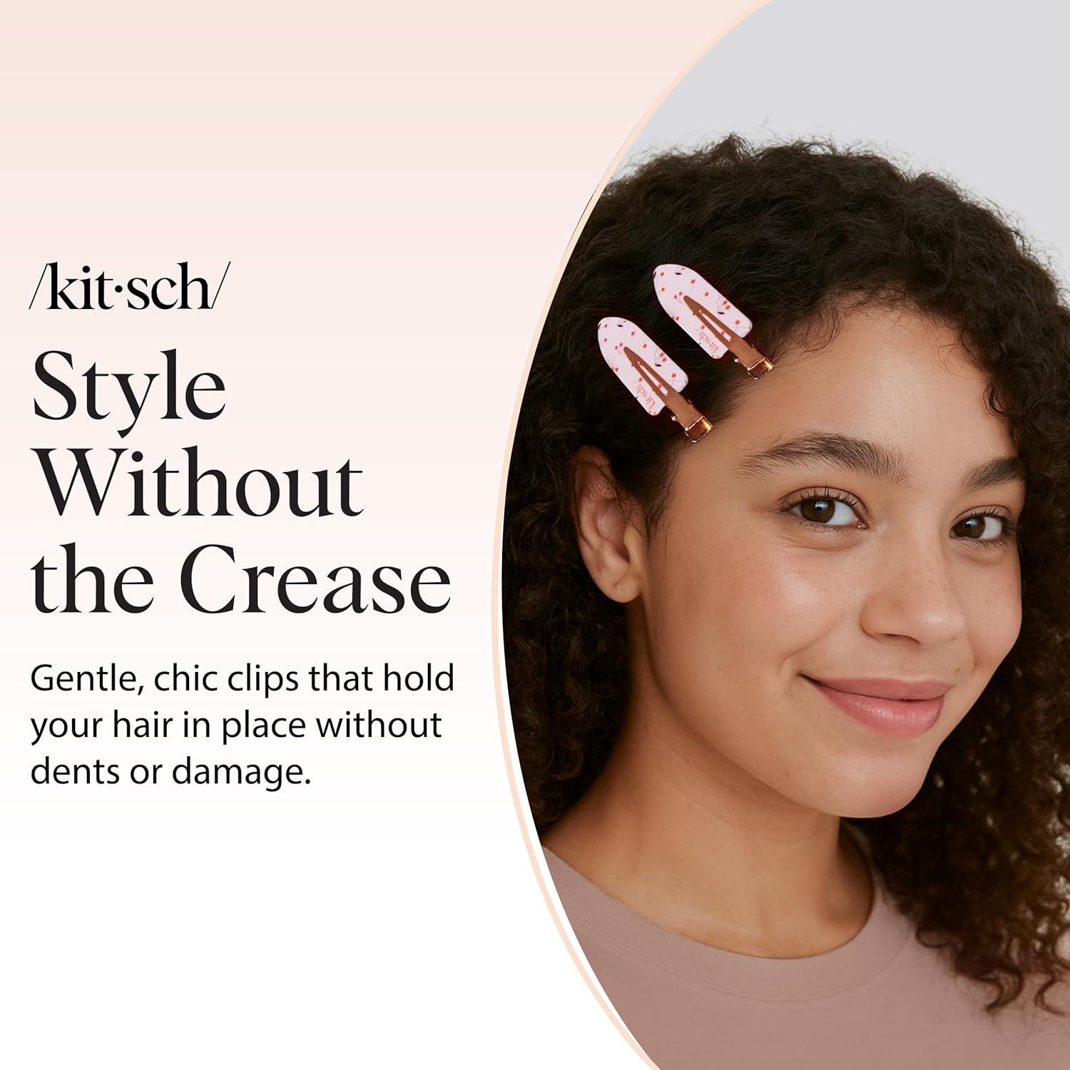 imageKitsch Creaseless Hair Clips for Women No Bend No Crease Styling Clip Elegant Makeup Hair Clips Hairstyling  Gift of Glam 2pcsCherry Print