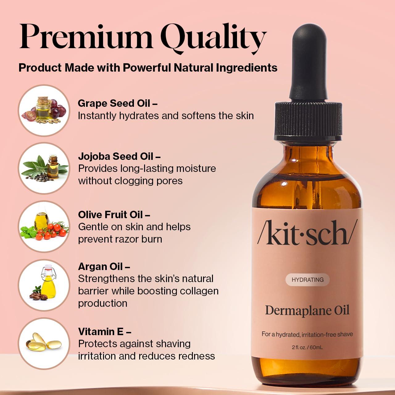 imageKitsch Dermaplane Face Oil with Jojoba ampamp Argan Oil  Hydrating Facial Formula for Dermaplaning Tool Gua Sha ampamp Razor Use  IrritationFree Shave Oil for Soft Radiant Skin  2oz