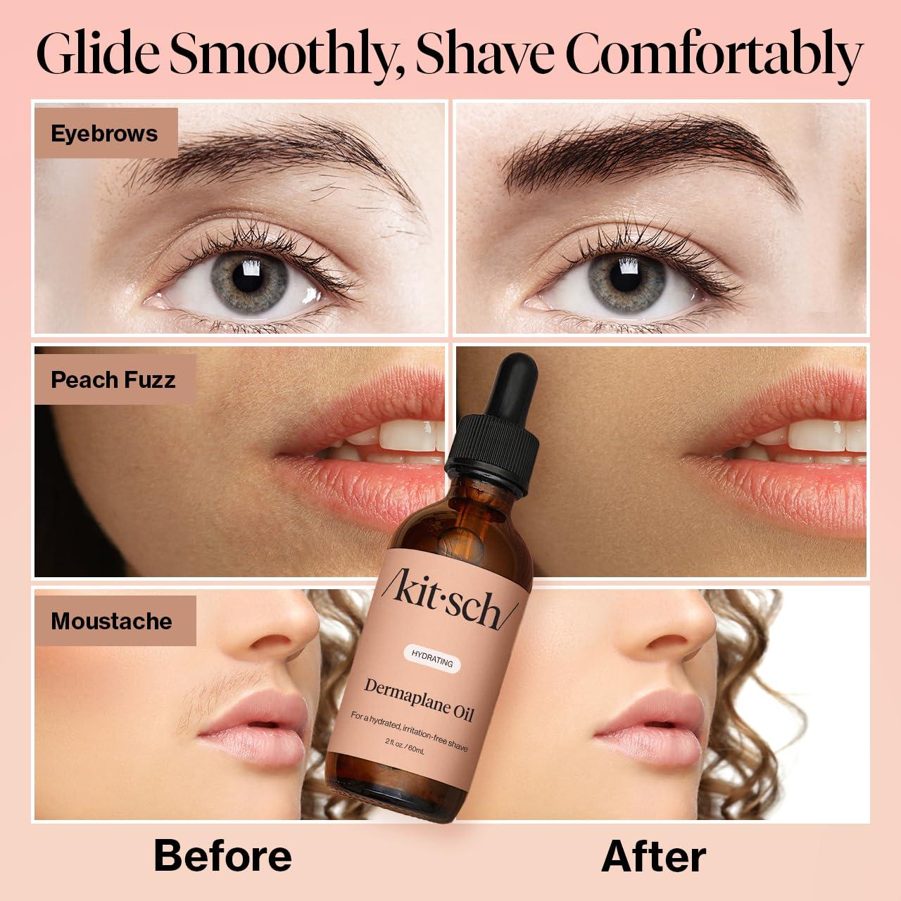 imageKitsch Dermaplane Face Oil with Jojoba ampamp Argan Oil  Hydrating Facial Formula for Dermaplaning Tool Gua Sha ampamp Razor Use  IrritationFree Shave Oil for Soft Radiant Skin  2oz