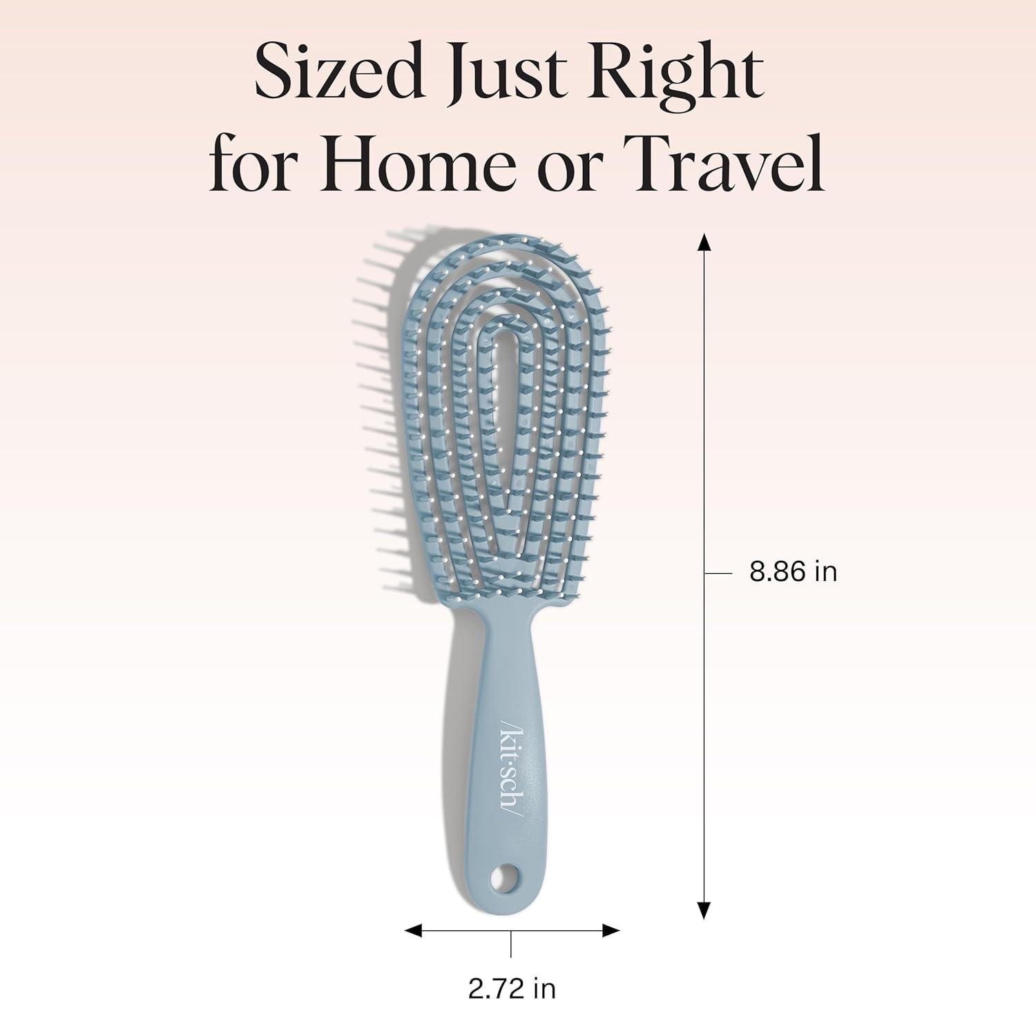 imageKitsch Detangler Brush  Flexible Curly Hair Brush for Women Men ampamp Kids  Detangling Hairbrush with Bendable Frame and UltraSmooth Bristles for Wet or Dry Strands  Soft VioletHaze Blue