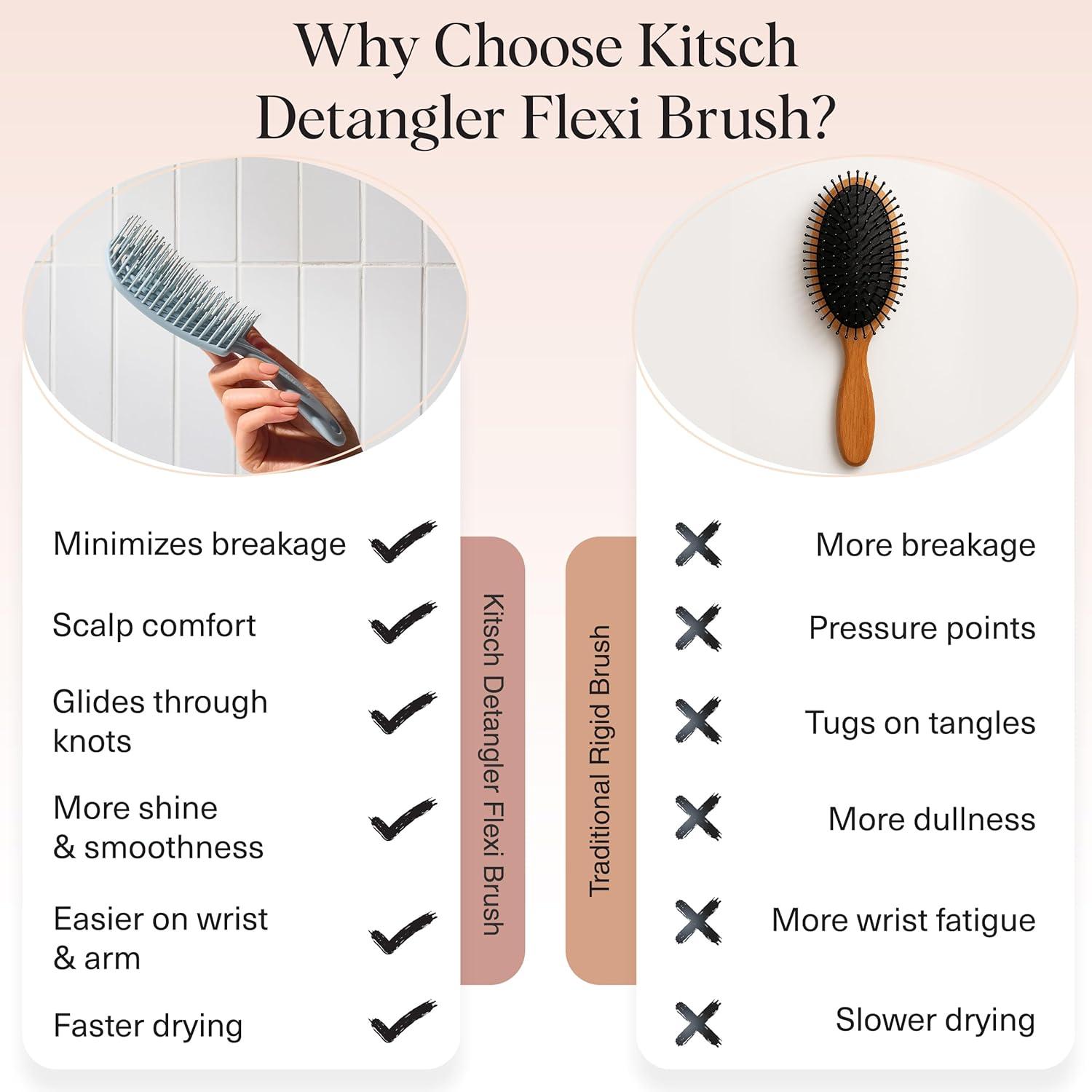 imageKitsch Detangler Brush  Flexible Curly Hair Brush for Women Men ampamp Kids  Detangling Hairbrush with Bendable Frame and UltraSmooth Bristles for Wet or Dry Strands  Soft VioletHaze Blue