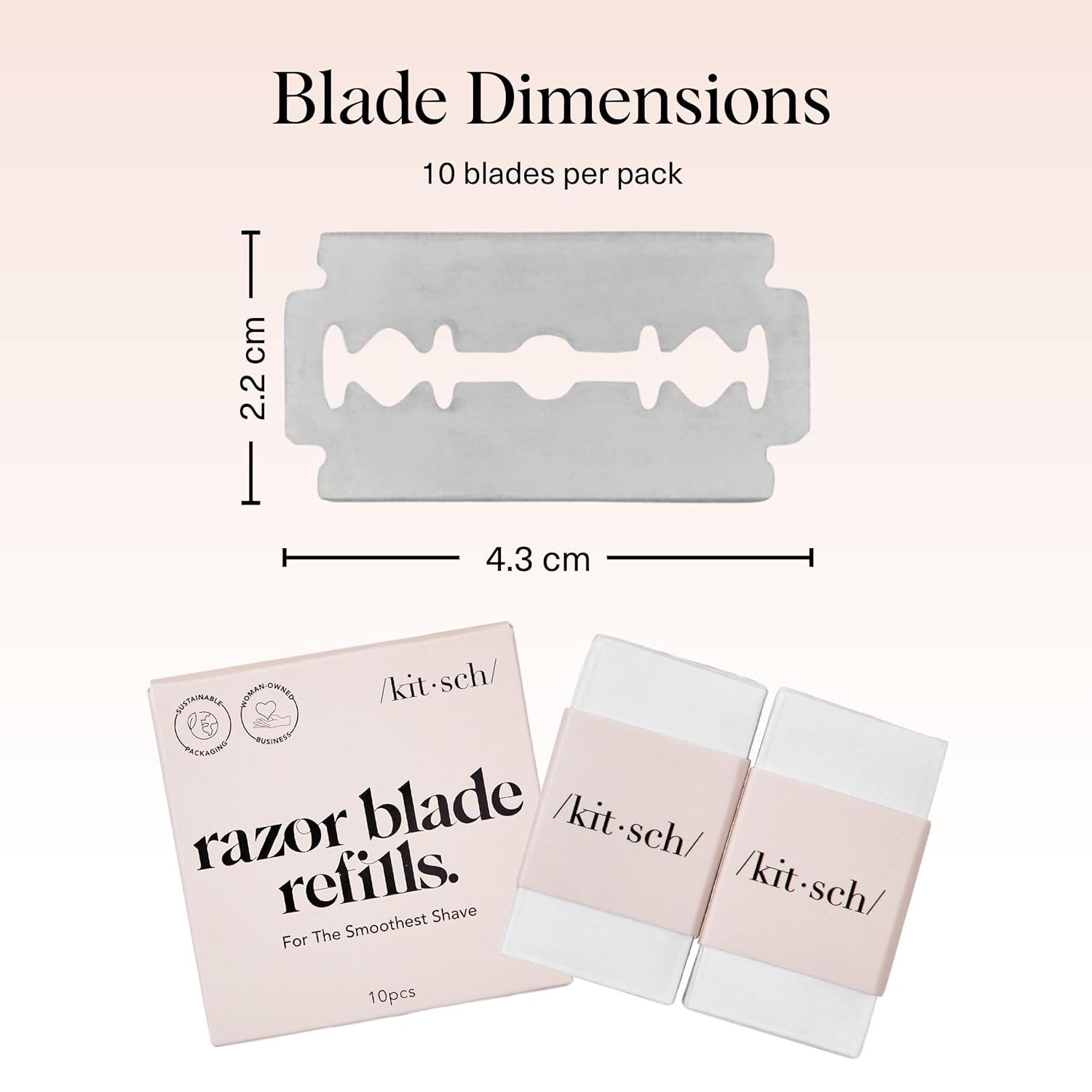 imageKitsch Double Edge Safety Razors for Women and Men with 5 Blade Refills Extra Long Handle ampamp Silicone Cap Reusable Single Blade Razor for Shaving and Travel Essentials  BlackDouble Edge Razor Blades Refills