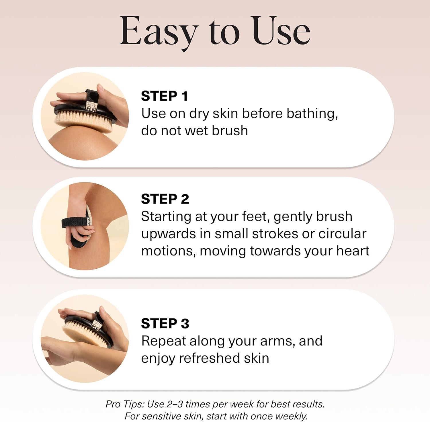 imageKitsch Dry Brushing Body Brush for Lymphatic Drainage Soft Bristles  Reduces Cellulites Removes Dry Skin and Improves Blood Circulation Body Exfoliator Scrubber for Glowing Skin Sauna AccessoriesBlack