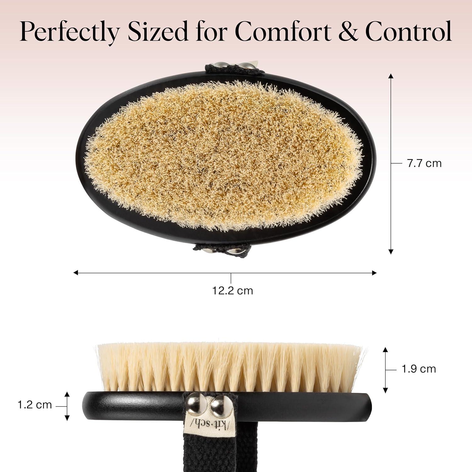 imageKitsch Dry Brushing Body Brush for Lymphatic Drainage Soft Bristles  Reduces Cellulites Removes Dry Skin and Improves Blood Circulation Body Exfoliator Scrubber for Glowing Skin Sauna AccessoriesBlack