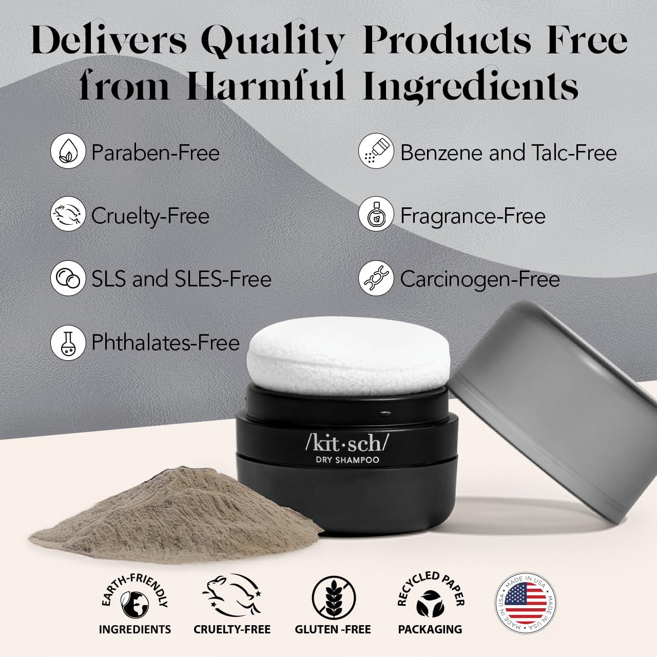 imageKitsch Dry Shampoo for Women  Texture Powder for Men  Volumizing Dark Hair Powder Unscented Organic No White Cast Paraben ampamp Benzene Free Travel Size 8g