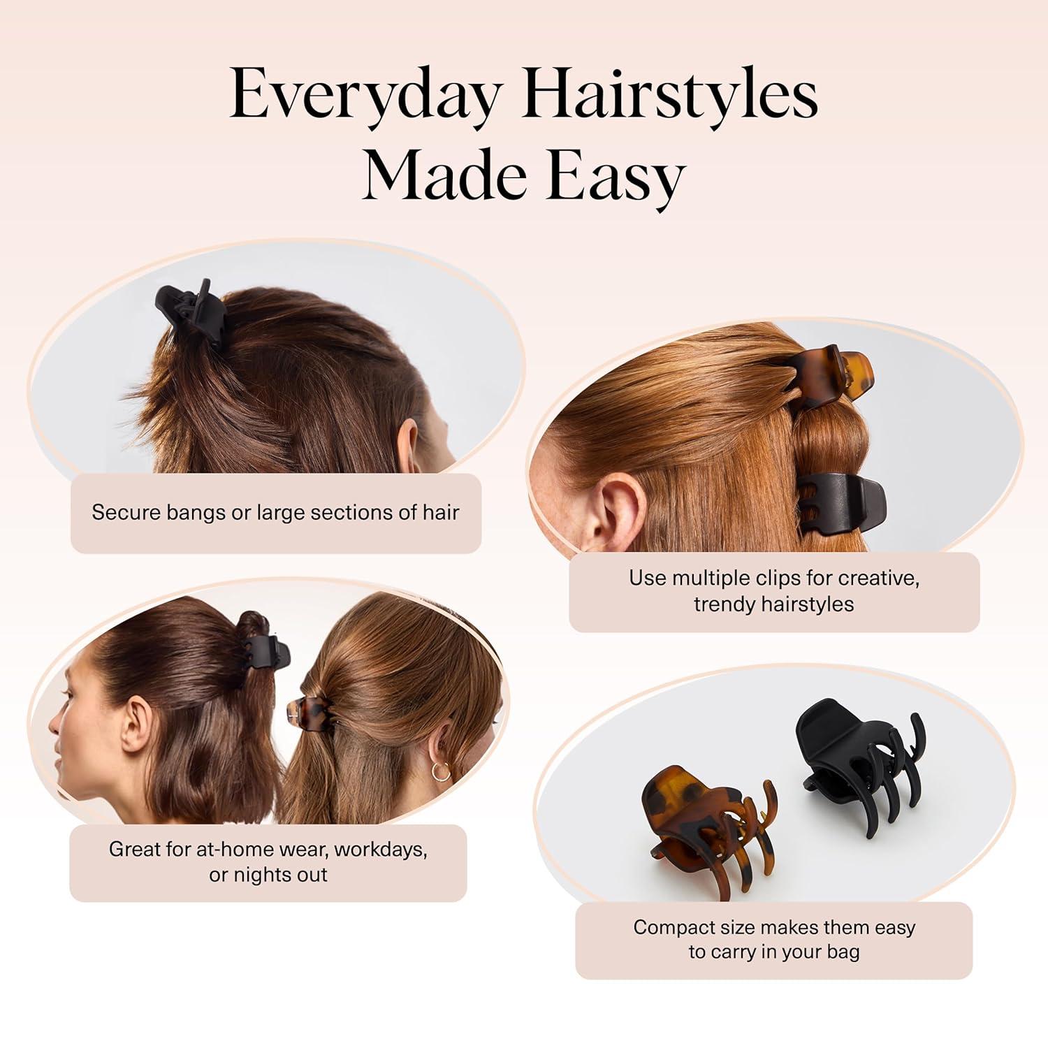 imageKitsch EcoFriendly Medium Claw Clips  Cute ampamp Stylish Short Hair Accessories for Women Girls  Ideal Size for Any Hairstyles  Ideal Gifts for Women 2pcs Black ampamp Tortoise2 Count Pack of 1
