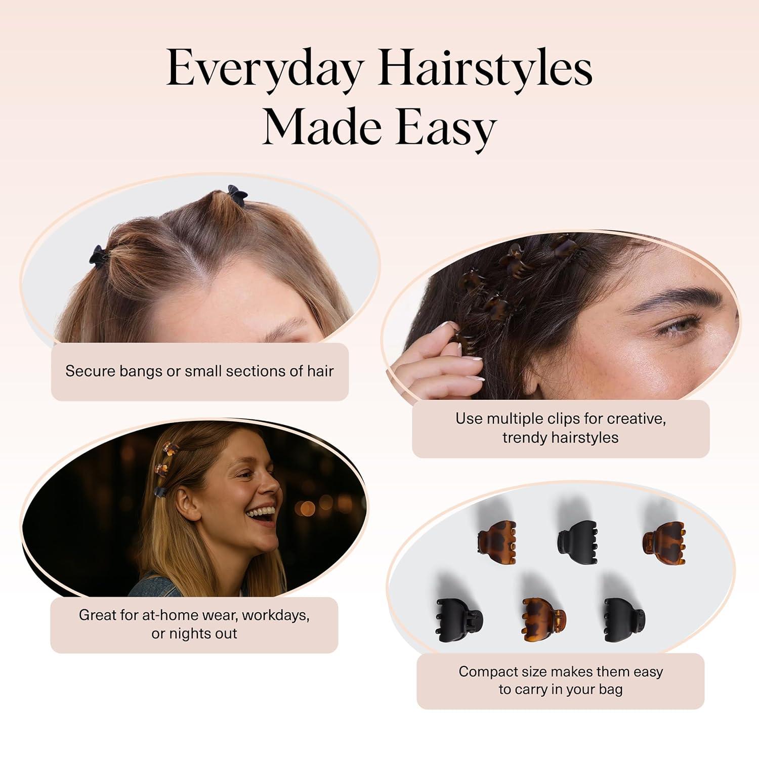 imageKitsch EcoFriendly Medium Claw Clips  Cute ampamp Stylish Short Hair Accessories for Women Girls  Ideal Size for Any Hairstyles  Ideal Gifts for Women 2pcs Black ampamp Tortoise6 Count Pack of 1