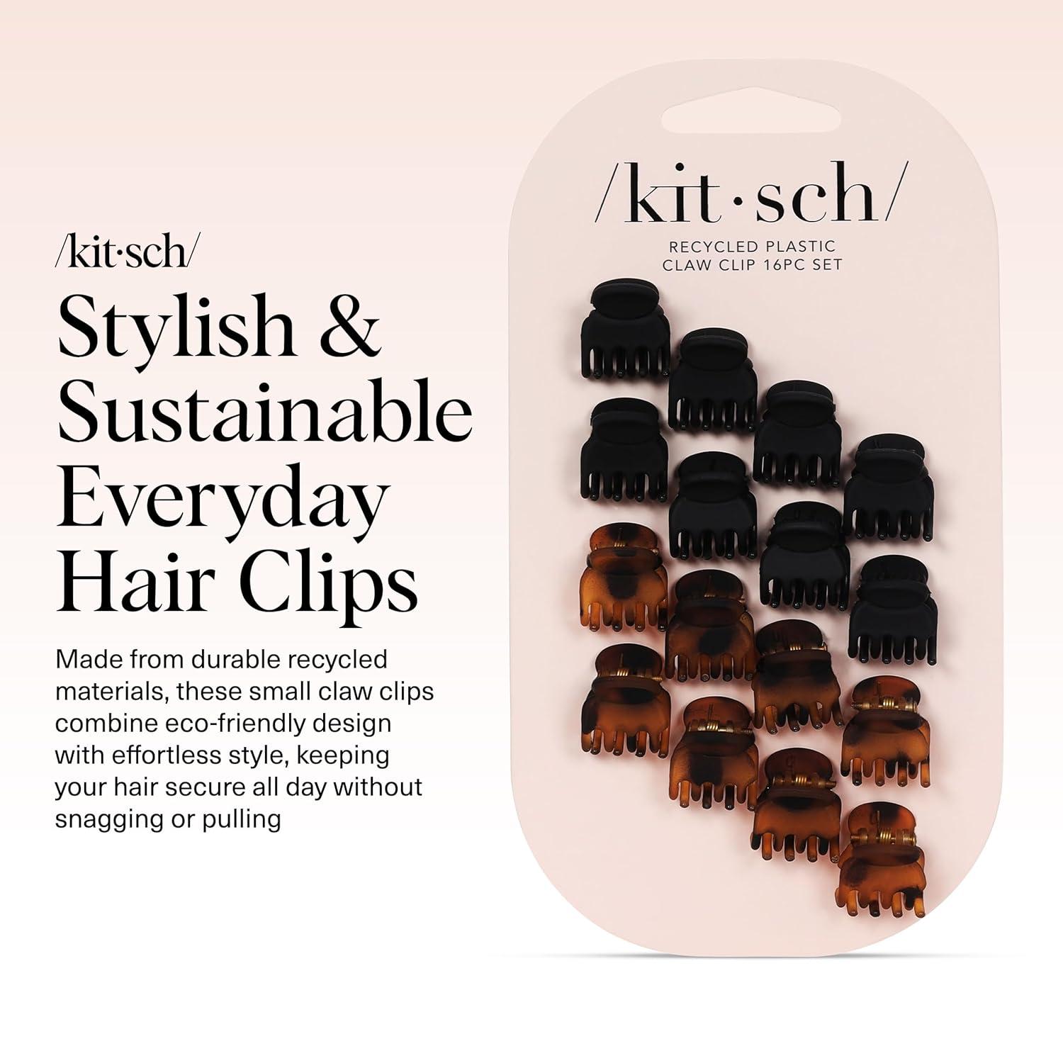 imageKitsch EcoFriendly Medium Claw Clips  Cute ampamp Stylish Short Hair Accessories for Women Girls  Ideal Size for Any Hairstyles  Ideal Gifts for Women 2pcs Black ampamp Tortoise16 Count Pack of 1