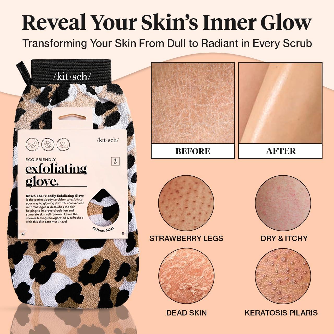 imageKitsch Exfoliating Glove  Korean Exfoliating Mitt ampamp Deep Exfoliating Body Scrubber for Shower Bath  Body Exfoliator Dead Skin Remover  Skin Care for Smooth Renewed Skin  1pc LeopardLeopard