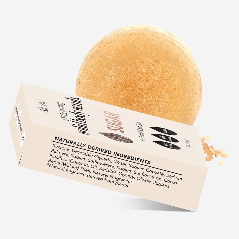 imageKitsch Exfoliating Sugar Scrub for Body  All Natural Body Scrub Bar Soap for Smooth Hydrated ampamp Glowing Skin  Vegan Soap Bar Exfoliator for Men and Women  Made in the USA  4 oz