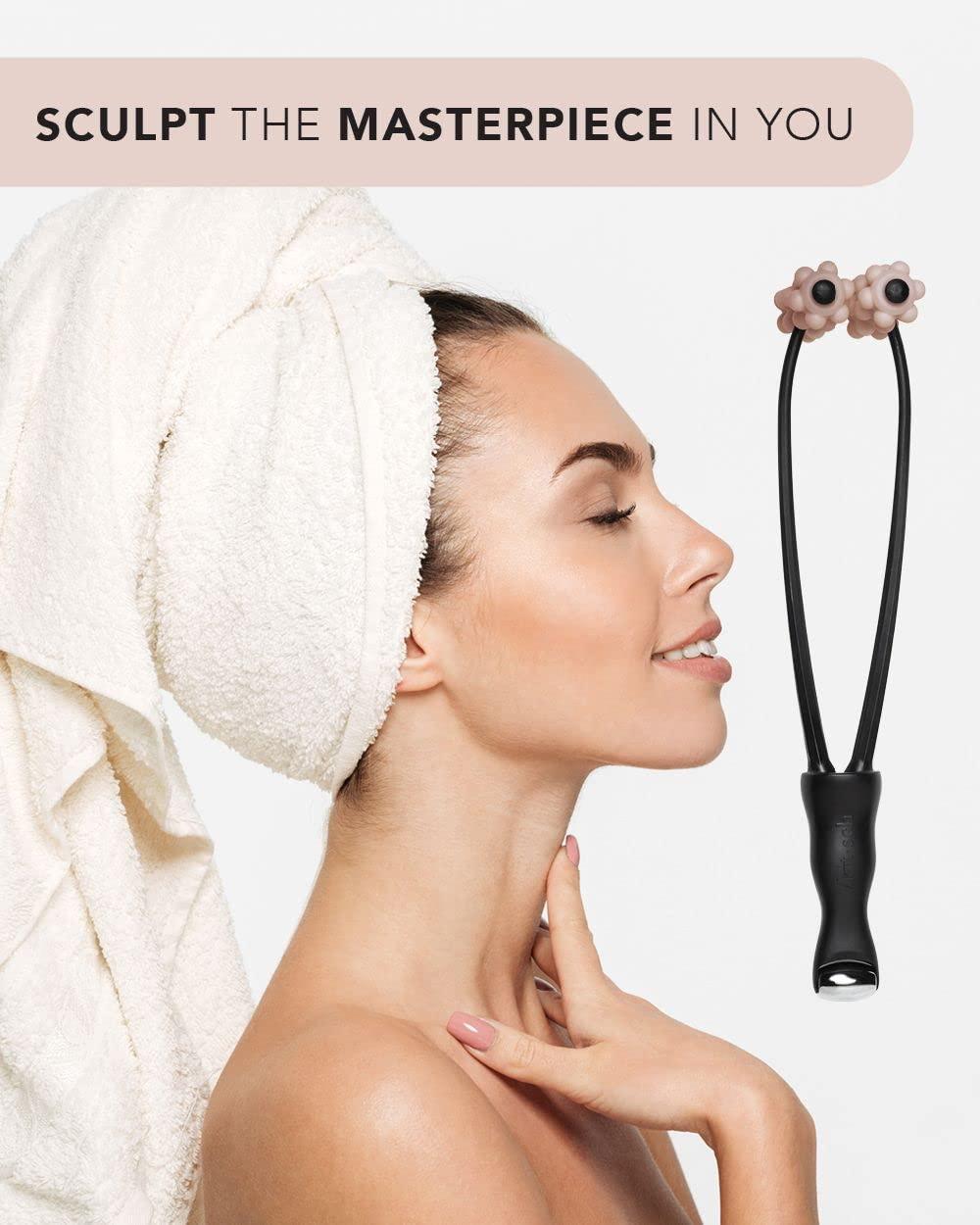 imageKitsch Facial Lifting Roller for Wrinkles ampamp Firming 2in1 Eye ampamp Face Massager Tool Lymphatic Drainage Massager Rollers Skin Roller for Face Facial Rollers Jawline Sculpting ampamp Neck Lifting