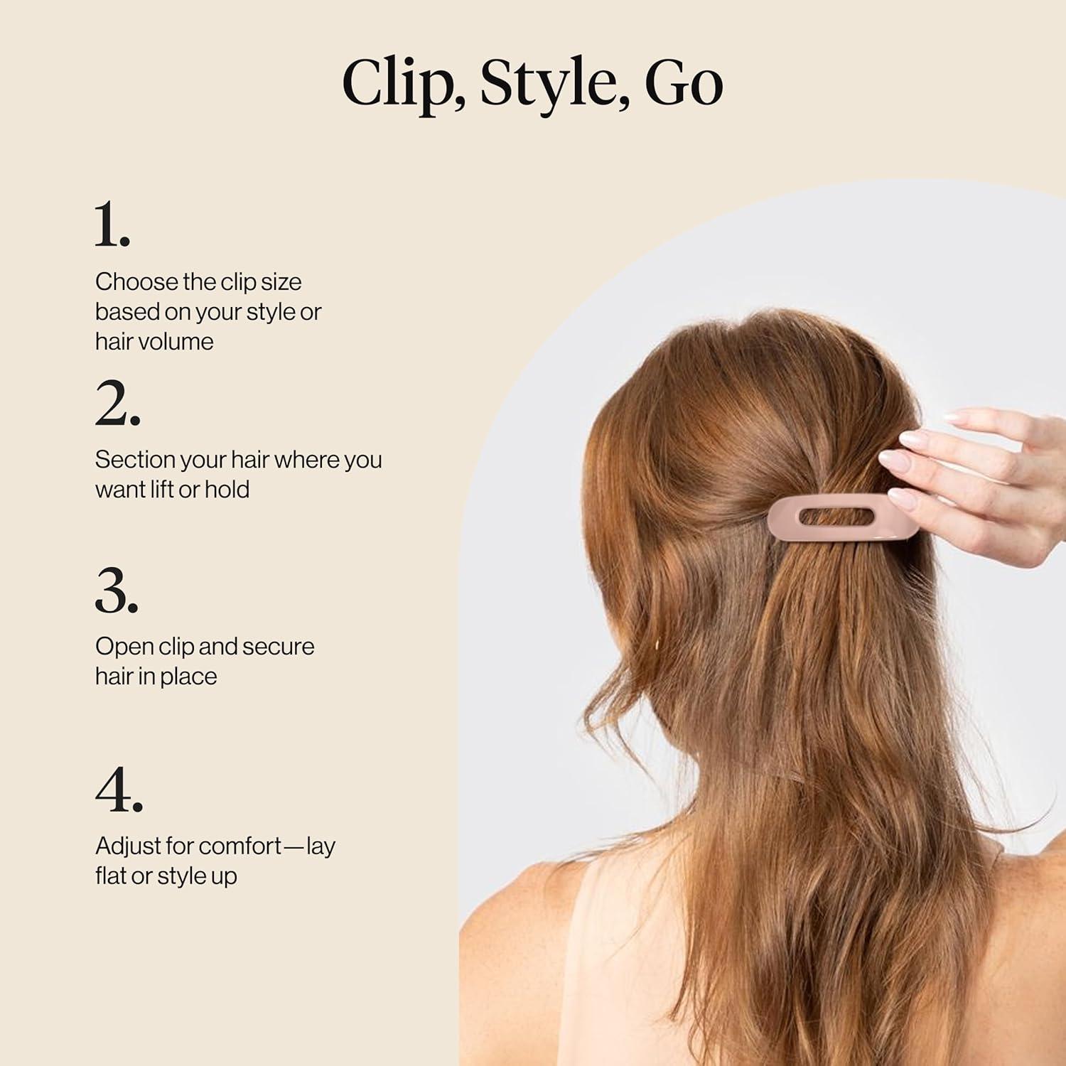 imageKitsch Flat Claw Clips for Women  Strong Grip Comfortable Design  Durable Plastic Glossy Finish  Lay Down Claw Clip  For All Hair Types  Ideal Gifts for Women  Terracotta 3pcsTerracota