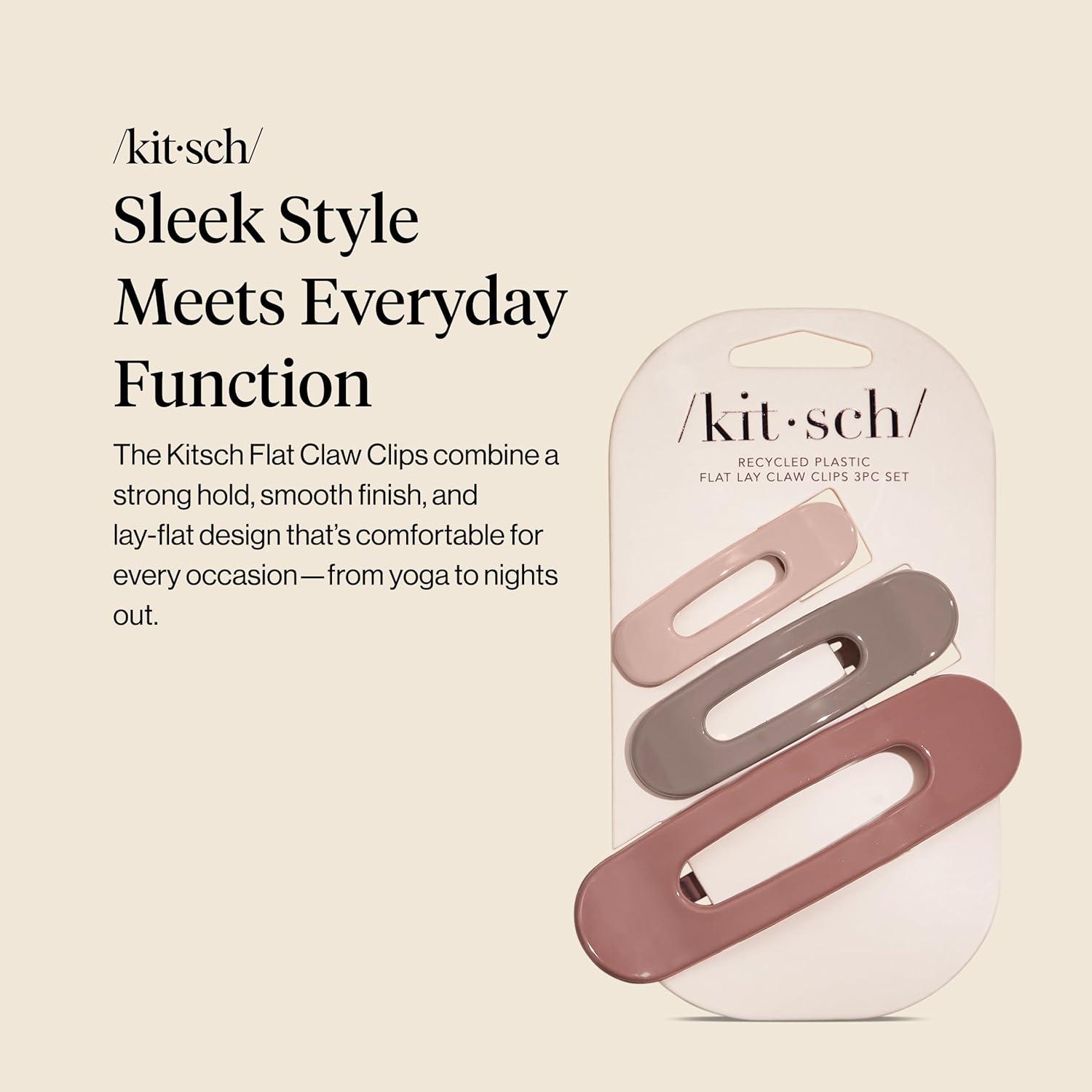 imageKitsch Flat Claw Clips for Women  Strong Grip Comfortable Design  Durable Plastic Glossy Finish  Lay Down Claw Clip  For All Hair Types  Ideal Gifts for Women  Terracotta 3pcsTerracota