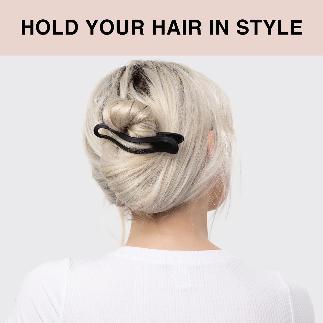 imageKitsch Flat Hair Clips for Women  Strong Hold No Slip Grip Flat Claw Clips For Secure and Comfortable Look  Durable Recycled Plastic Hair Accessories  Ideal Gifts for Women  Black ampamp Tortoise 2pcCurve