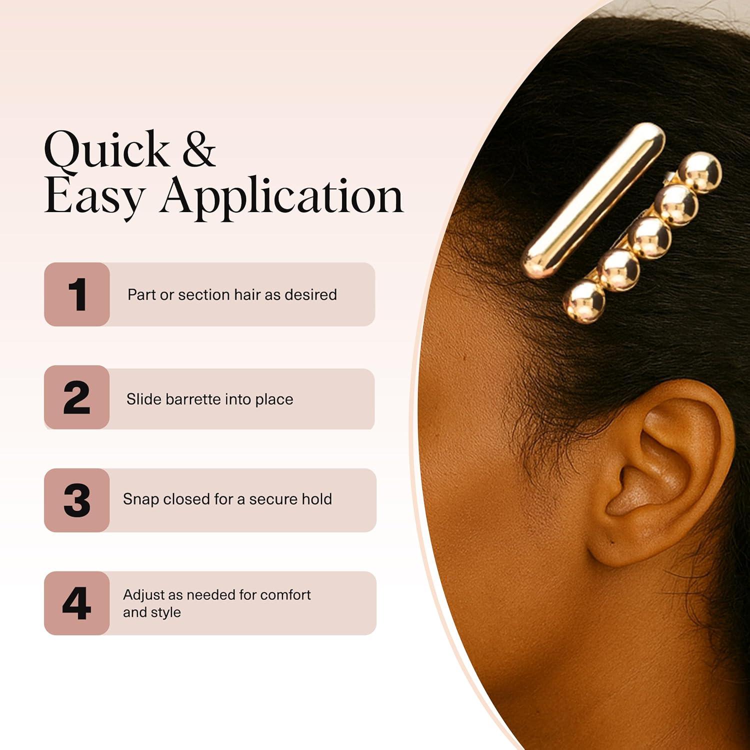 imageKitsch Gold Hair Barrettes For Women  Stylish Durable ampamp Elegant Metal Hair Clips for Women for Everyday or Special Occasions  Cloud ampamp Bubble Design 2pc Set
