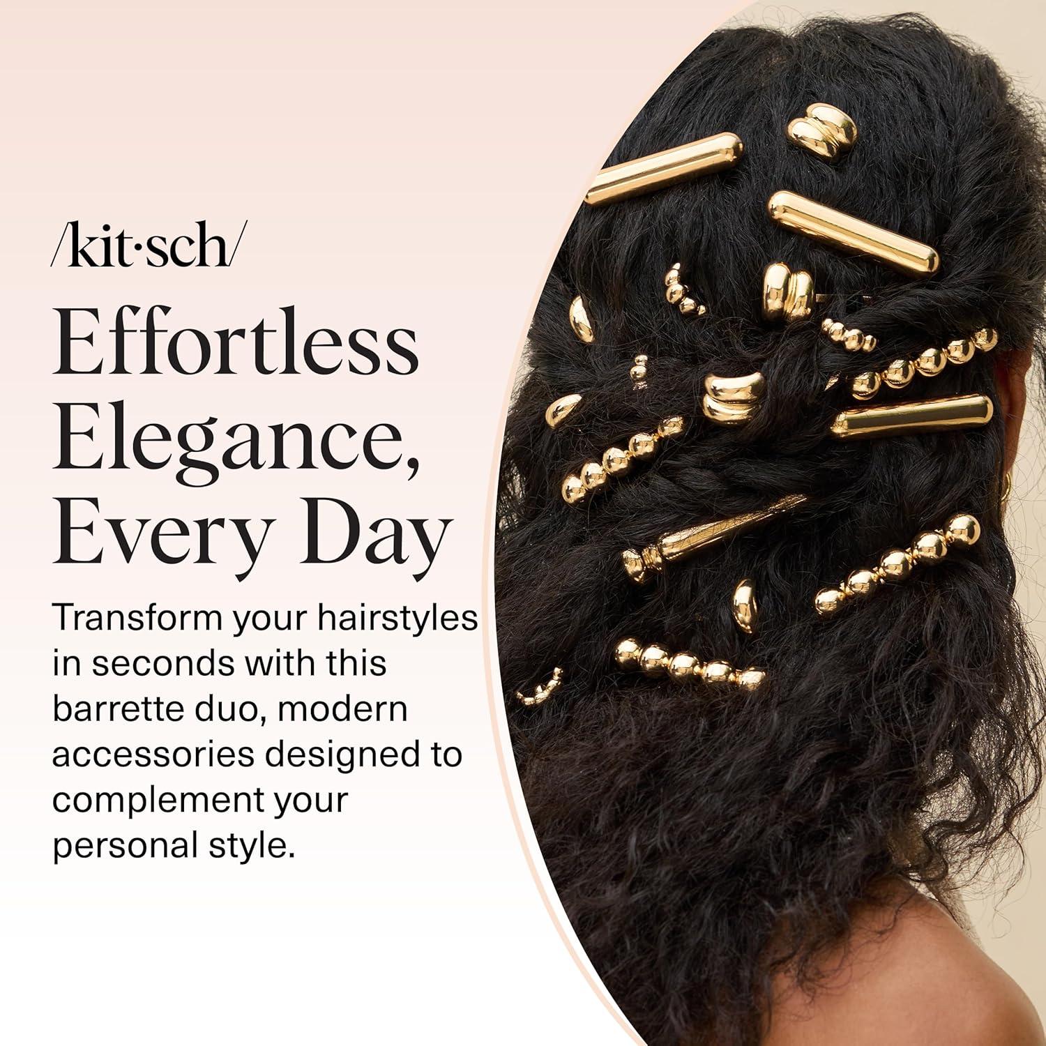 imageKitsch Gold Hair Barrettes For Women  Stylish Durable ampamp Elegant Metal Hair Clips for Women for Everyday or Special Occasions  Cloud ampamp Bubble Design 2pc Set