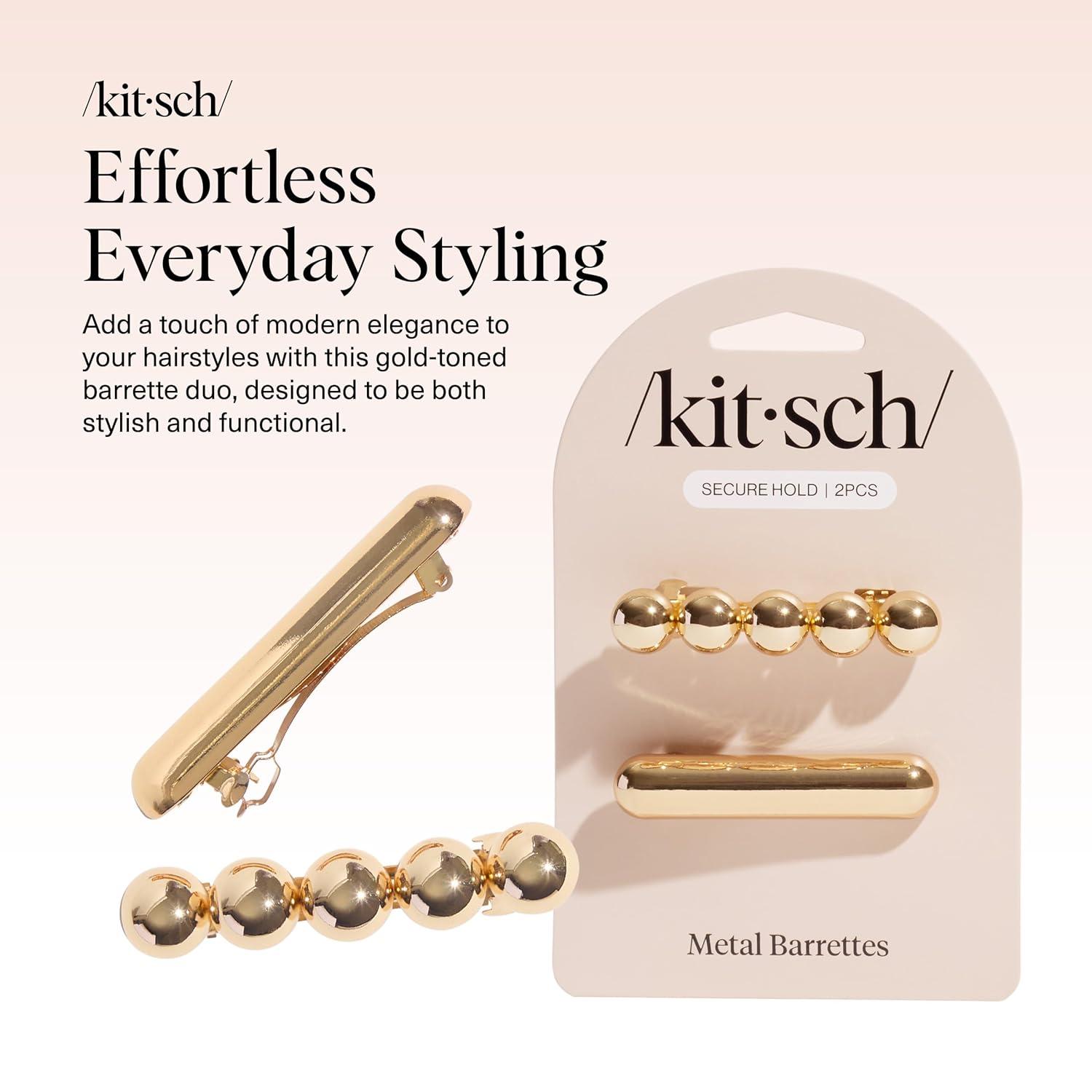 imageKitsch Gold Hair Barrettes For Women  Stylish Durable ampamp Elegant Metal Hair Clips for Women for Everyday or Special Occasions  Cloud ampamp Bubble Design 2pc Set