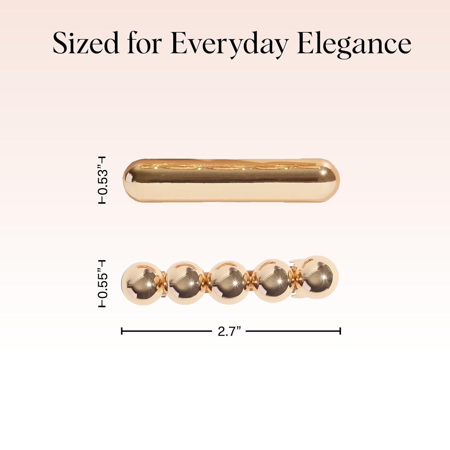 imageKitsch Gold Hair Barrettes For Women  Stylish Durable ampamp Elegant Metal Hair Clips for Women for Everyday or Special Occasions  Cloud ampamp Bubble Design 2pc Set