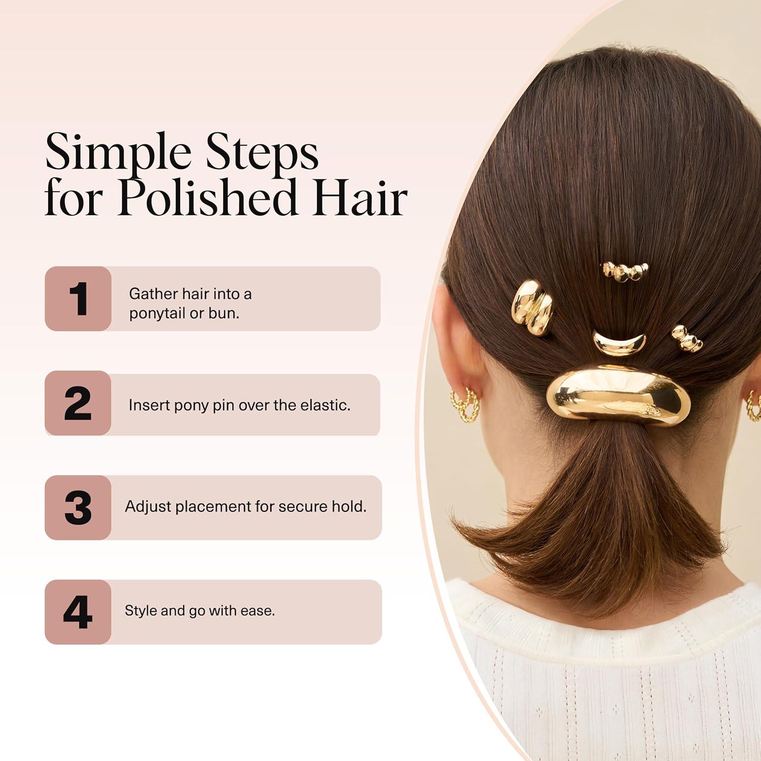 imageKitsch Gold Hair Jewelry for Braids  Lightweight Metal Hair Pins for Women  Stackable Gold Hair Accessories for Everyday or Special Occasions  3pc Set