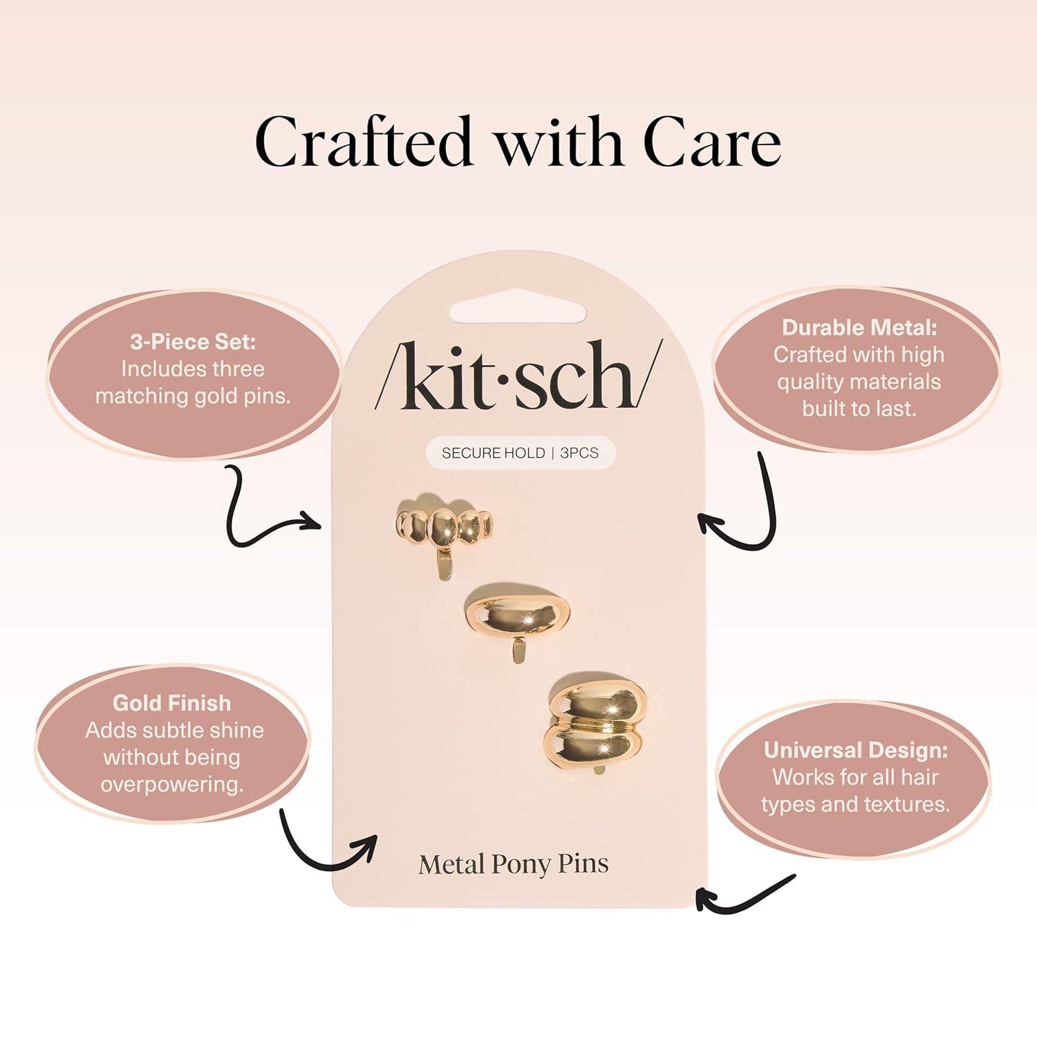 imageKitsch Gold Hair Jewelry for Braids  Lightweight Metal Hair Pins for Women  Stackable Gold Hair Accessories for Everyday or Special Occasions  3pc Set