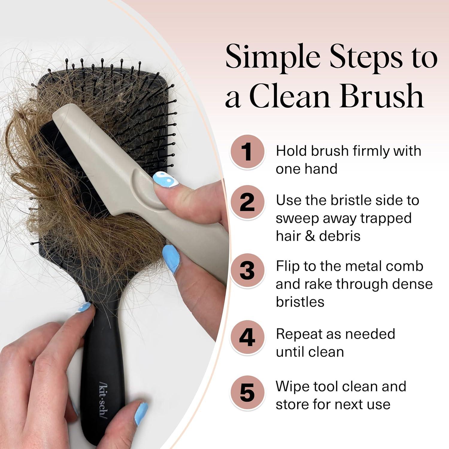 imageKitsch Hair Brush Cleaner Tool  DoubleSided 2in1 Brush Cleaner for Hair Brushes ampamp Combs  EcoFriendly Cleaning Tool with Pick ampamp Bristles  Hair Stylist Essentials