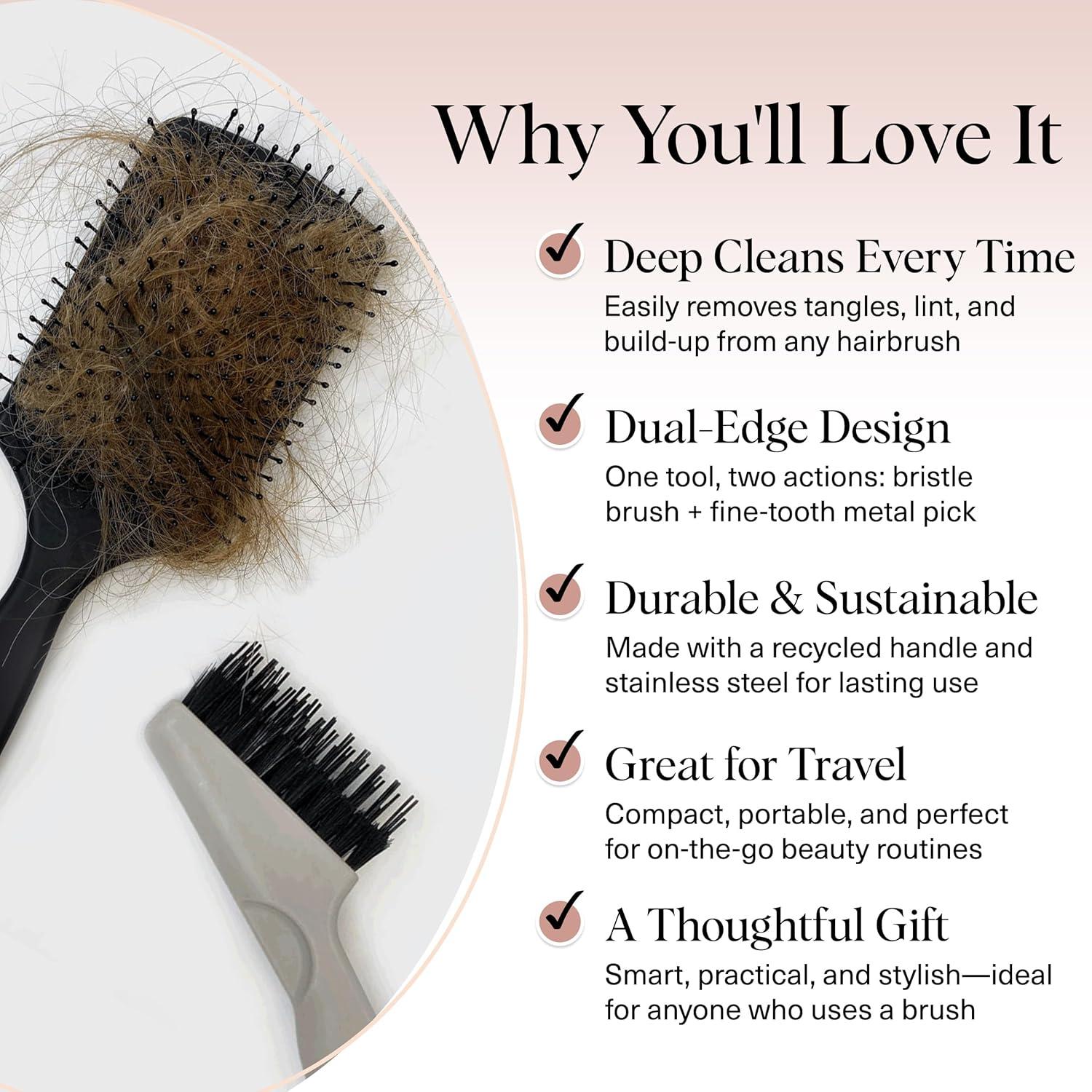 imageKitsch Hair Brush Cleaner Tool  DoubleSided 2in1 Brush Cleaner for Hair Brushes ampamp Combs  EcoFriendly Cleaning Tool with Pick ampamp Bristles  Hair Stylist Essentials