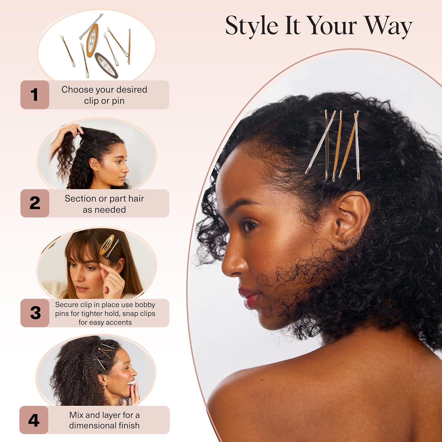 imageKitsch Hair Clips for Women ampamp Bobby Pins  Gold Metal Snap Hair Barrettes for Women  Stylish No Slip PainFree  Ideal for Everyday Hairstyles  Sedona 8pc Set