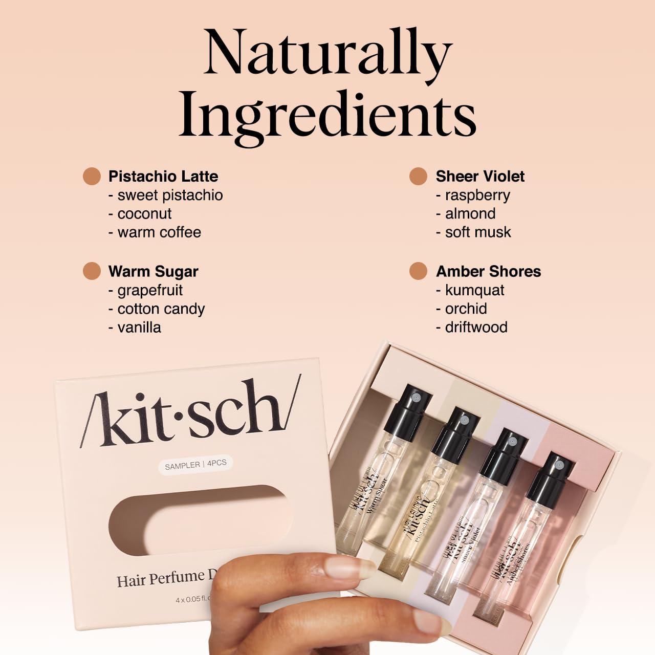 imageKitsch Hair Perfume For Women Discovery Set  Pistachio Latte Warm Sugar Sheer Violet ampamp Amber Waves  Patented OdorEliminating Technology Hair Spray and Body Mist  4 x 15ml