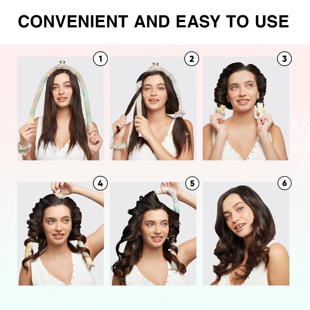 imageKitsch Holiday Hair Hero XL Satin Heatless Styling ampamp Flat Lay Claw  Heatless Curls ampamp Waves Extra Large Curling Rods Satin Scrunchies ampamp Claw Clip for Hair Protection Gifts for Women 4pc set AuraAura