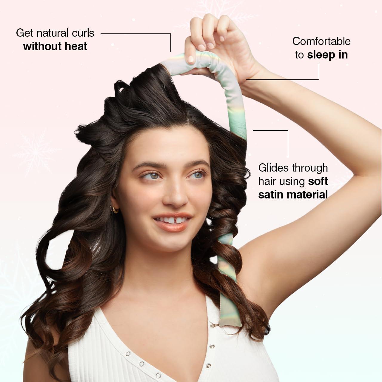 imageKitsch Holiday Hair Hero XL Satin Heatless Styling ampamp Flat Lay Claw  Heatless Curls ampamp Waves Extra Large Curling Rods Satin Scrunchies ampamp Claw Clip for Hair Protection Gifts for Women 4pc set AuraAura