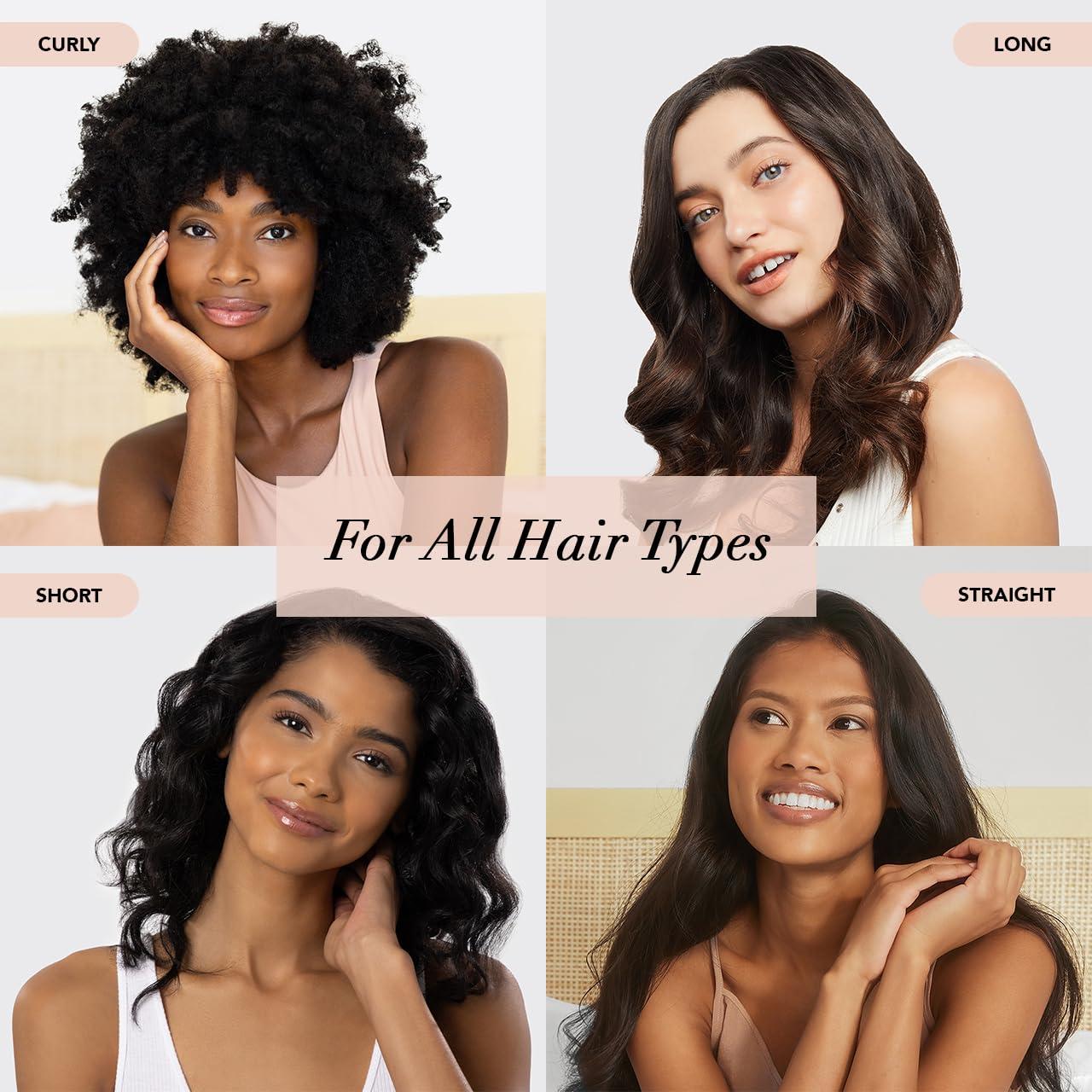 imageKitsch Holiday Hair Hero XL Satin Heatless Styling ampamp Flat Lay Claw  Heatless Curls ampamp Waves Extra Large Curling Rods Satin Scrunchies ampamp Claw Clip for Hair Protection Gifts for Women 4pc set AuraChampagne