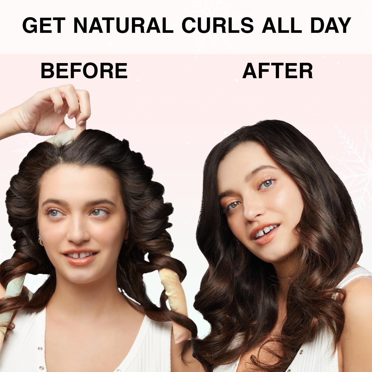 imageKitsch Holiday Hair Hero XL Satin Heatless Styling ampamp Flat Lay Claw  Heatless Curls ampamp Waves Extra Large Curling Rods Satin Scrunchies ampamp Claw Clip for Hair Protection Gifts for Women 4pc set AuraAura