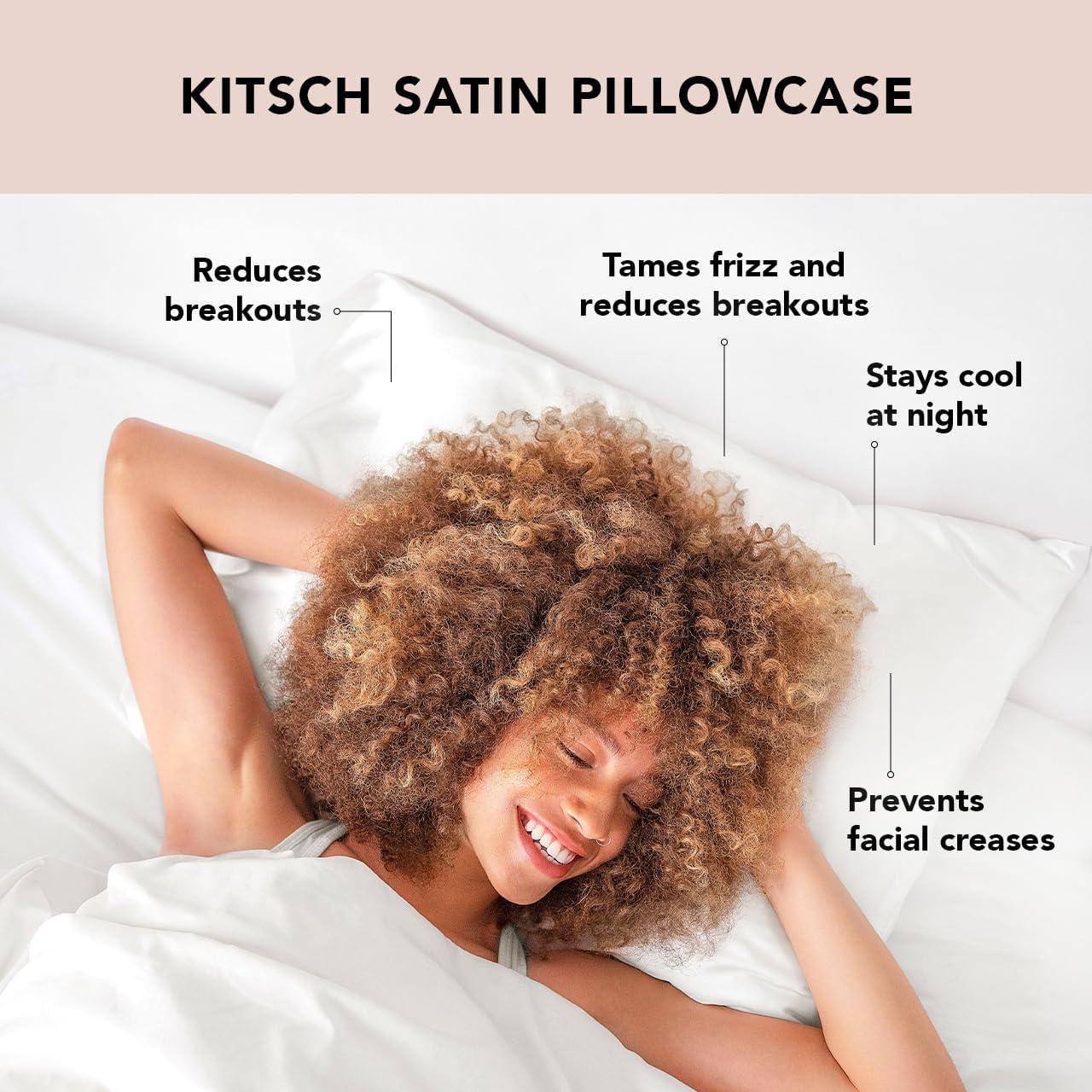 imageKitsch Holiday Satin Pillowcase with Zipper for Hair and Skin Softer Than Silk Pillow Cases 2 Pack Cooling Pillow Covers Machine Washable WrinkleFree Satin Queen Size Set of 2 19quotx26quot BlushIvory