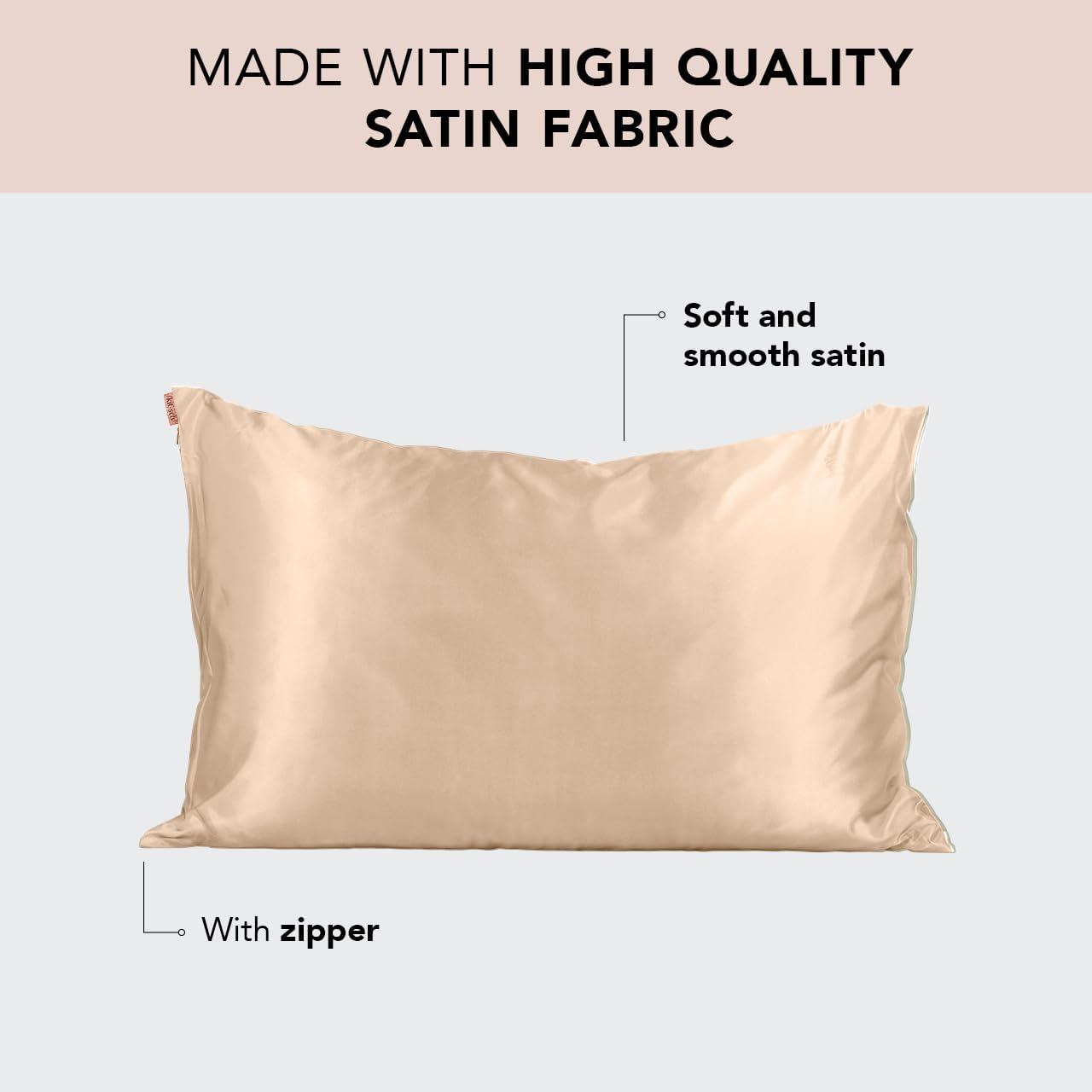 imageKitsch Holiday Satin Pillowcase with Zipper for Hair and Skin Softer Than Silk Pillow Cases 2 Pack Cooling Pillow Covers Machine Washable WrinkleFree Satin Queen Size Set of 2 19quotx26quot BlushChampagne