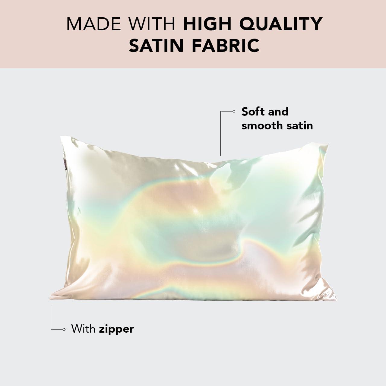 imageKitsch Holiday Satin Pillowcase with Zipper for Hair and Skin Softer Than Silk Pillow Cases 2 Pack Cooling Pillow Covers Machine Washable WrinkleFree Satin Queen Size Set of 2 19quotx26quot BlushAura